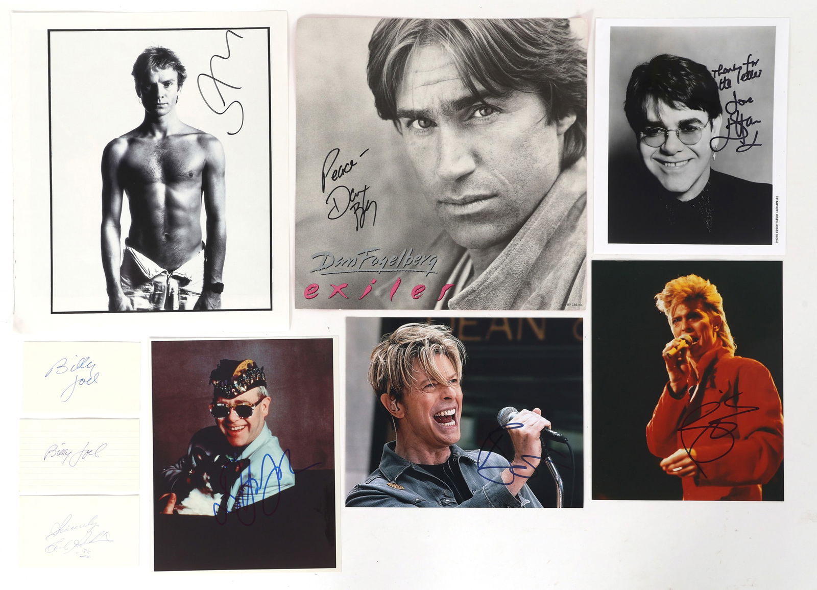 ROCK MUSICIAN AUTOGRAPHS - JOEL, JOHN, BOWIE, & STING (1 of 6)