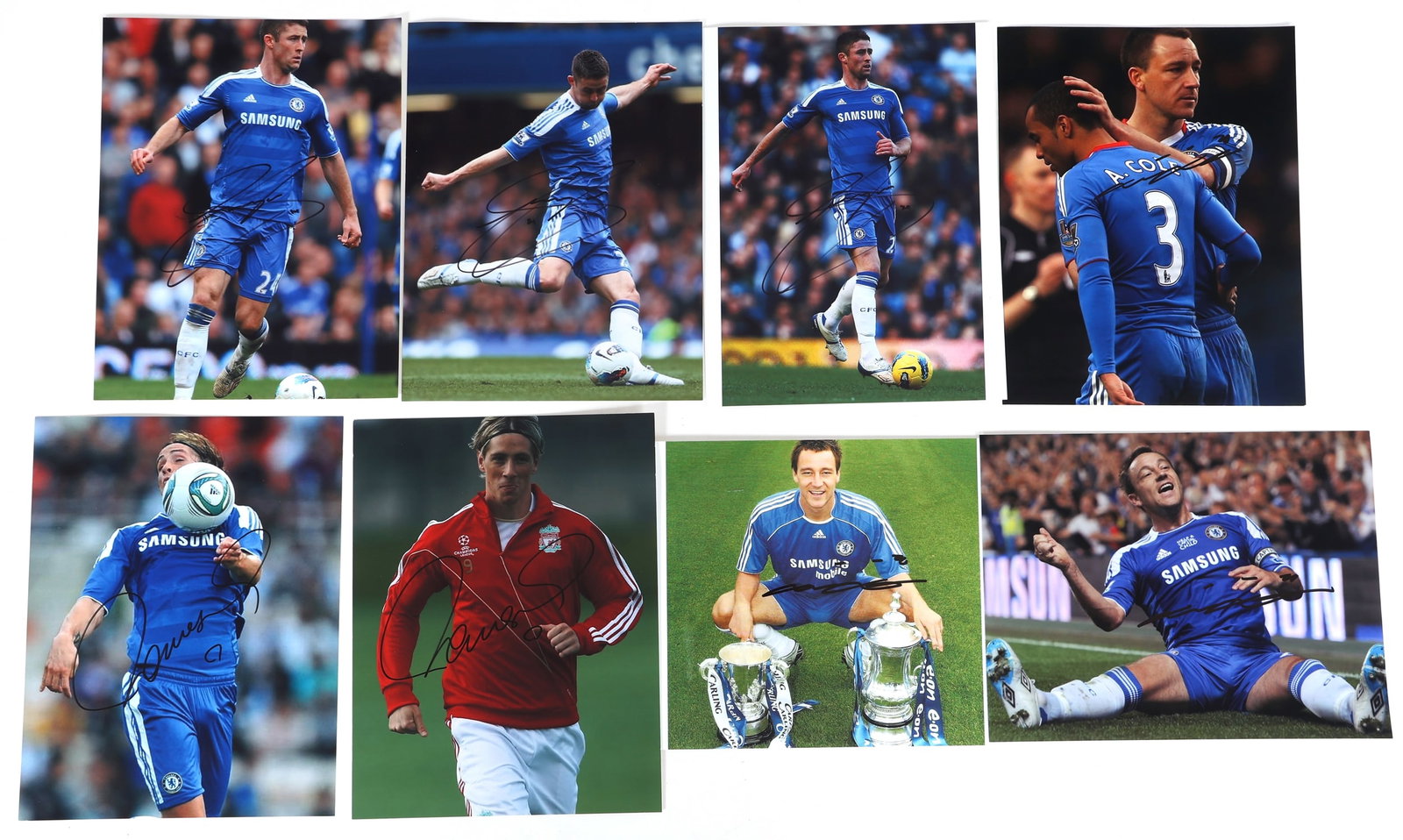 SOCCER AUTOGRAPHS - TERRY, CAHILL, & TORRES: SOCCER AUTOGRAPHS - TERRY, CAHILL, & TORRES Eight soccer autographs, including: (3) John Terry 8.5 x 11" prints signed in black marker (3) Gary Cahill 8.5 x 11" prints sign