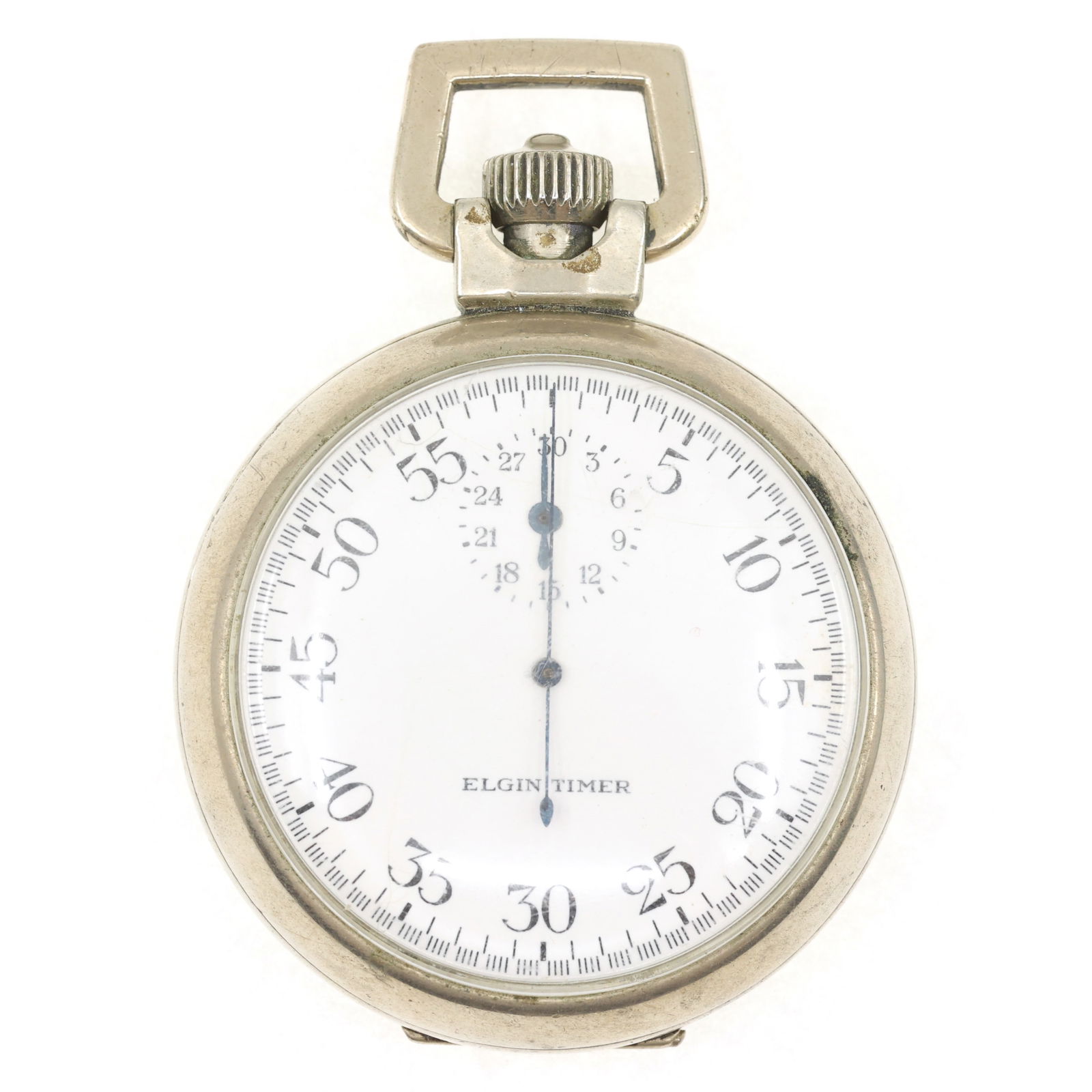 MENS ELGIN TIMER NICKEL CASE MECHANICAL STOPWATCH (1 of 7)
