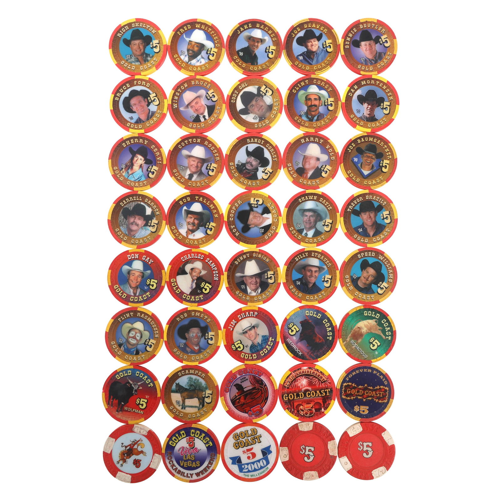 GOLD COAST $5 CASINO CHIPS: GOLD COAST $5 CASINO CHIPS Gold Coast casino chips: (40) $5 Size: 1.5"