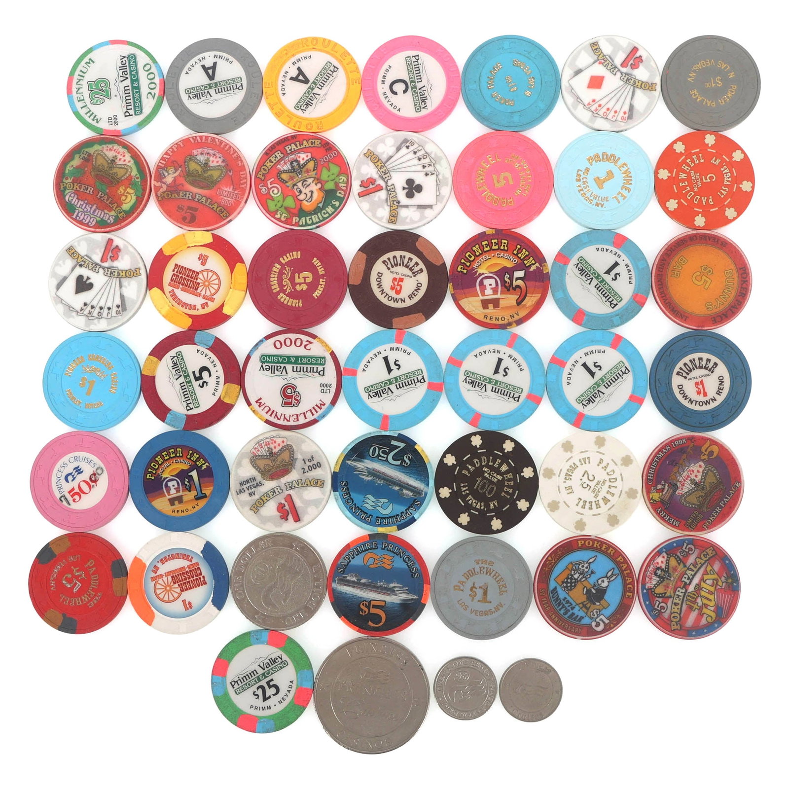 CASINO CHIPS: CASINO CHIPS Casino chips: Poker Palace (6) $1 (7) $5 Primm Valley (4) $1 (2) $5