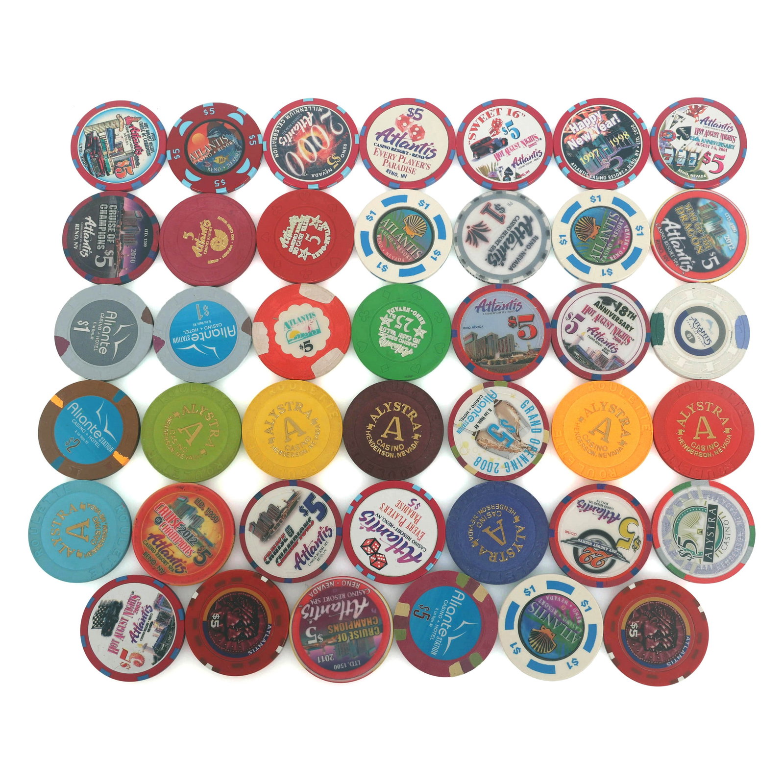 CASINO CHIPS: CASINO CHIPS Casino chips: Aliante Station (2) $1 (1) $2 (2) $5 Alystra (5) $5 (