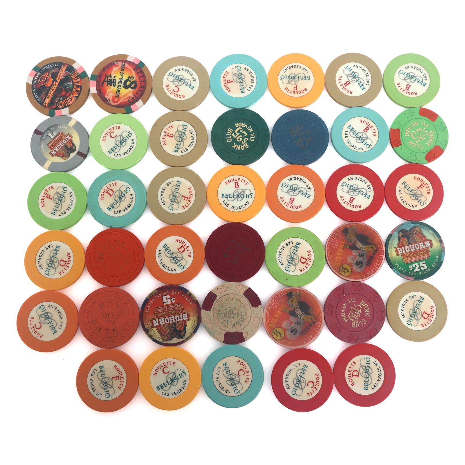 BELLAGIO, BANK CLUB, & BIG HORN CASINO CHIPS (1 of 6)