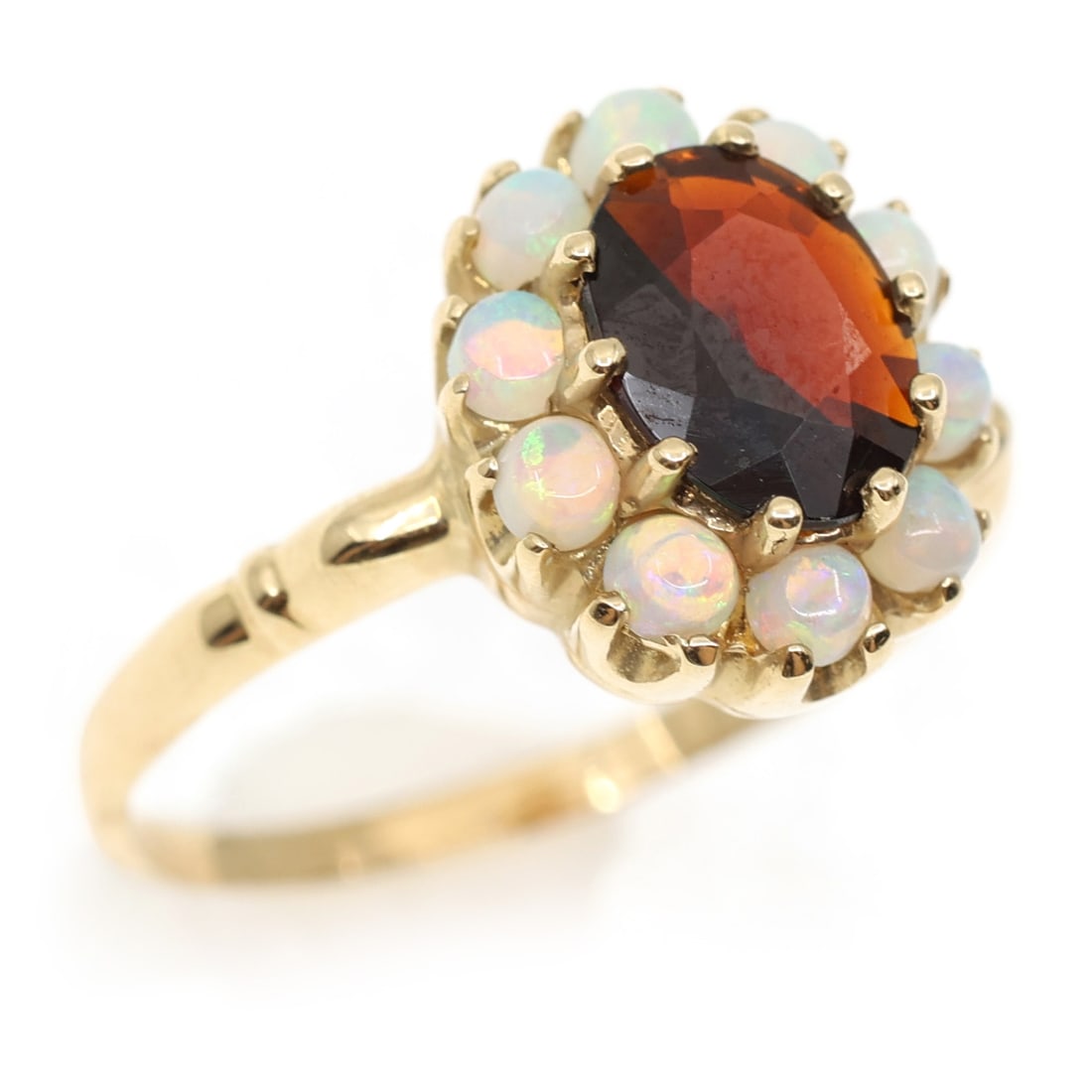 10K YELLOW GOLD GARNET & OPAL FASHION RING (1 of 3)