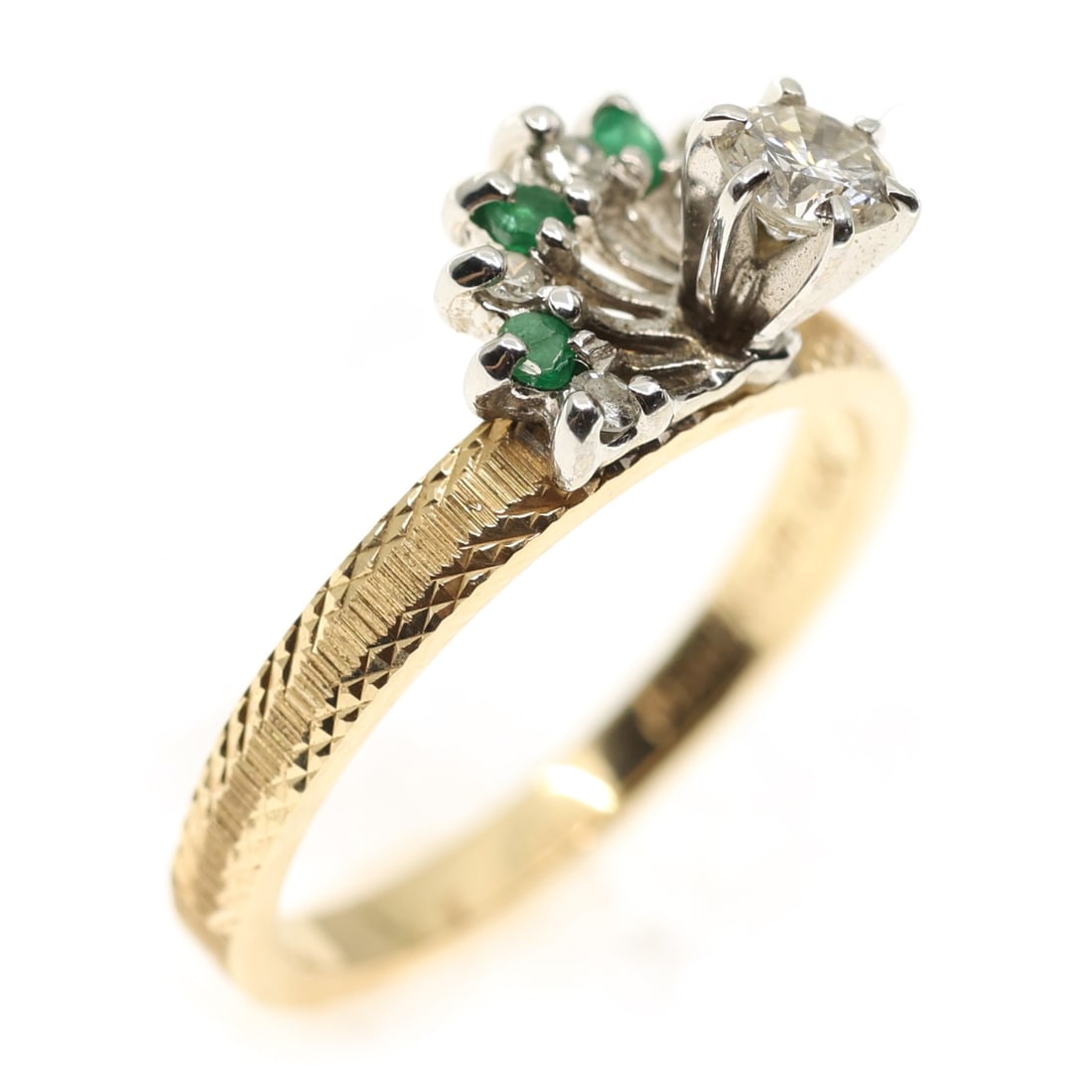 14K YELLOW GOLD 0.31 CT DIAMOND & EMERALD FASHION RING (1 of 3)