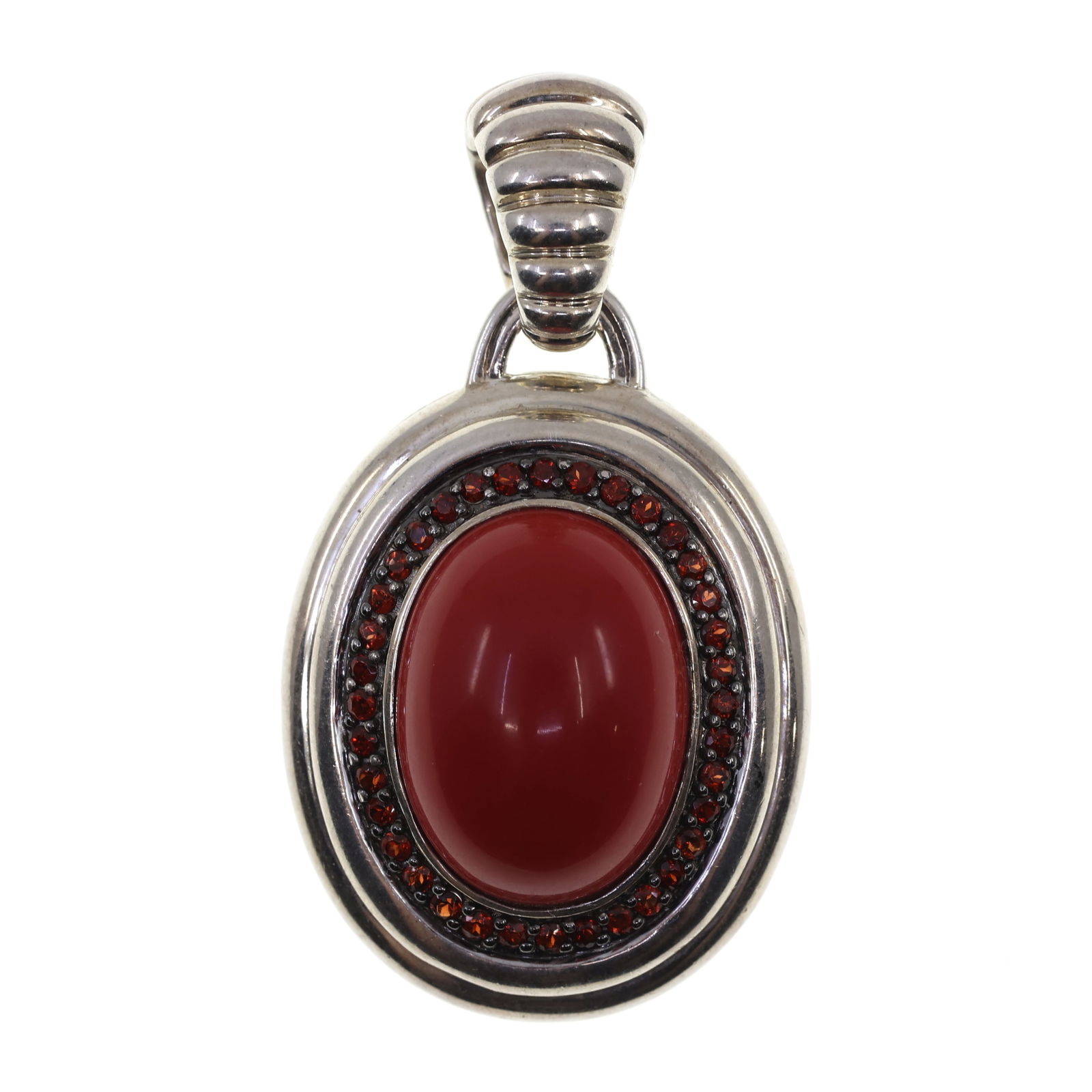 STERLING SILVER JOHN HARDY CORAL & GARNET PENDANT (1 of 2)