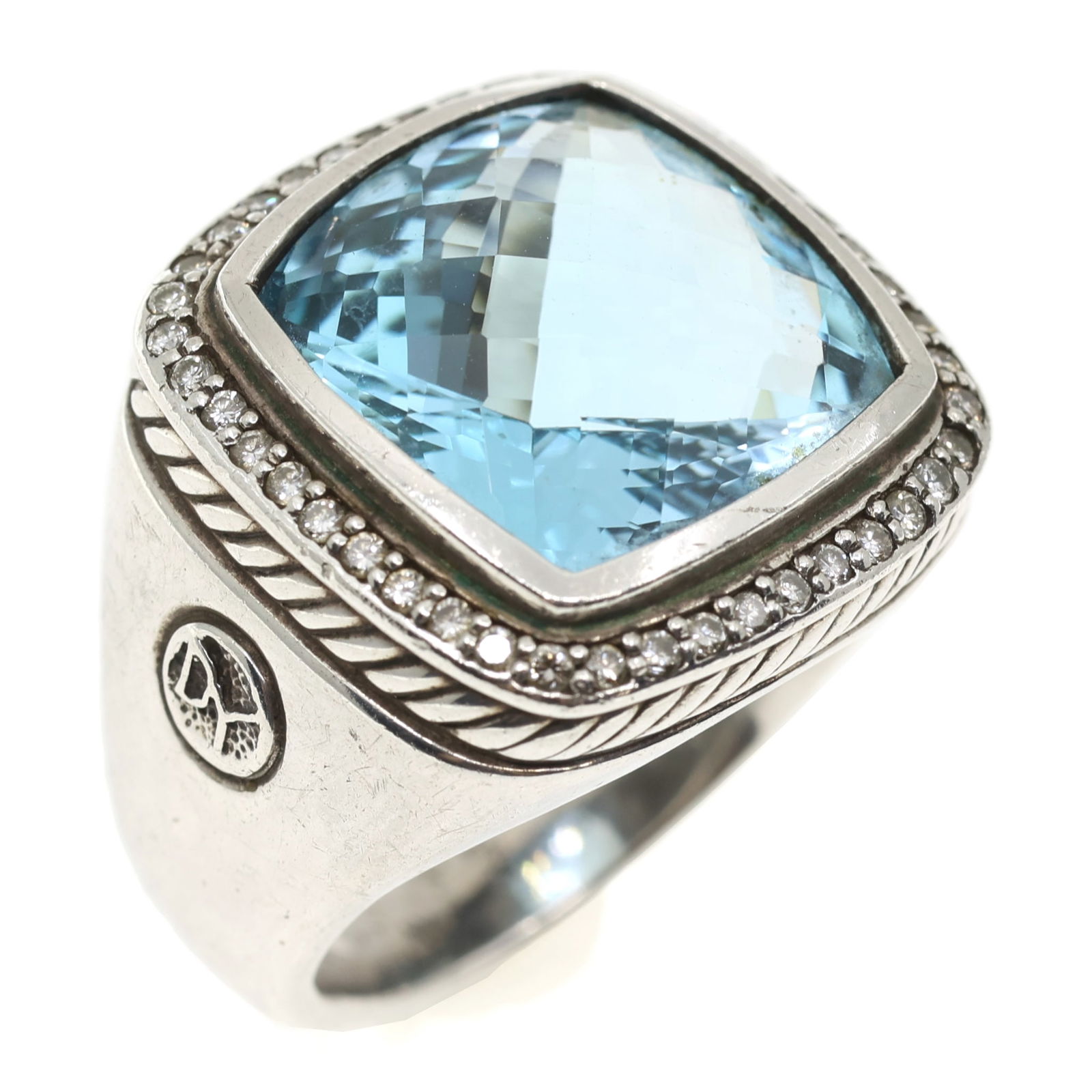 DAVID YURMAN STERLING TOPAZ & 0.43 CTW DIAMOND RING (1 of 9)