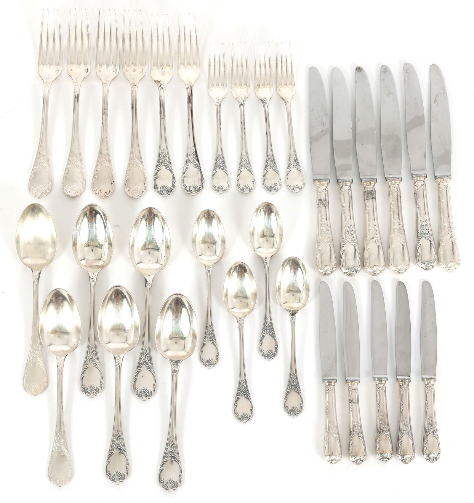 CHRISTOFLE FRANCE 'MARLY' PATTERN SILVERPLATE FLATWARE (1 of 12)