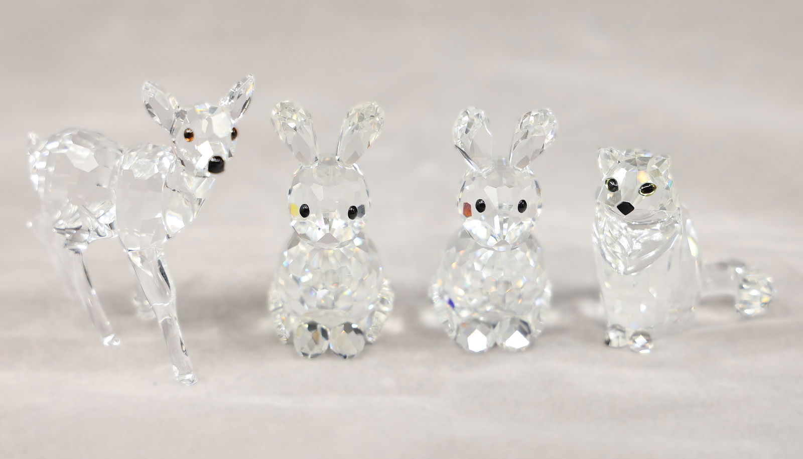 SWAROVSKI CRYSTAL RABBITS, FAWN, & CAT FIGURINES (1 of 4)