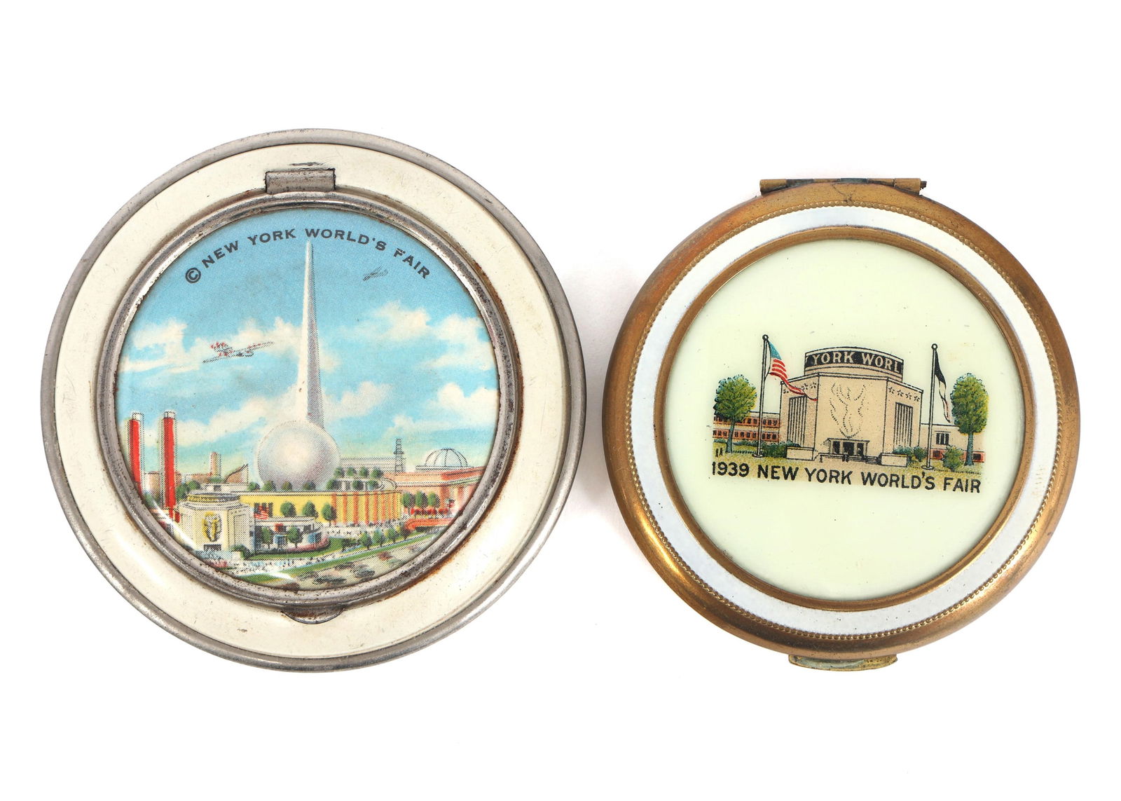 NEW YORK WORLD'S FAIR 1939 ENAMEL & TIN COMPACTS (1 of 7)