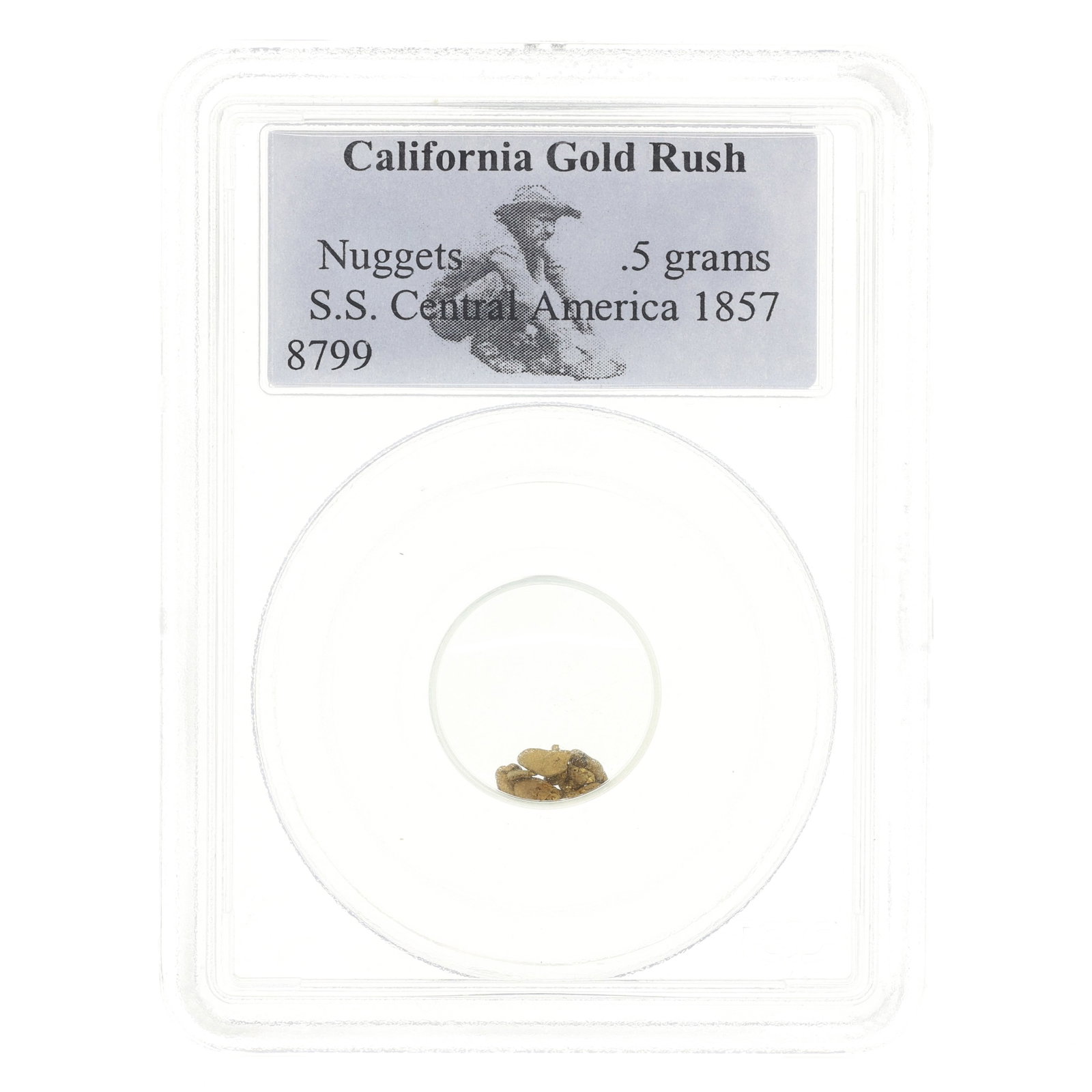 COLLECTORS UNIVERSE CALIFORNIA GOLD RUSH NUGGETS .5G: COLLECTORS UNIVERSE CALIFORNIA GOLD RUSH NUGGETS .5G Collectors Universe California Gold Rush Nuggets .5g, S.S. Central America 1857