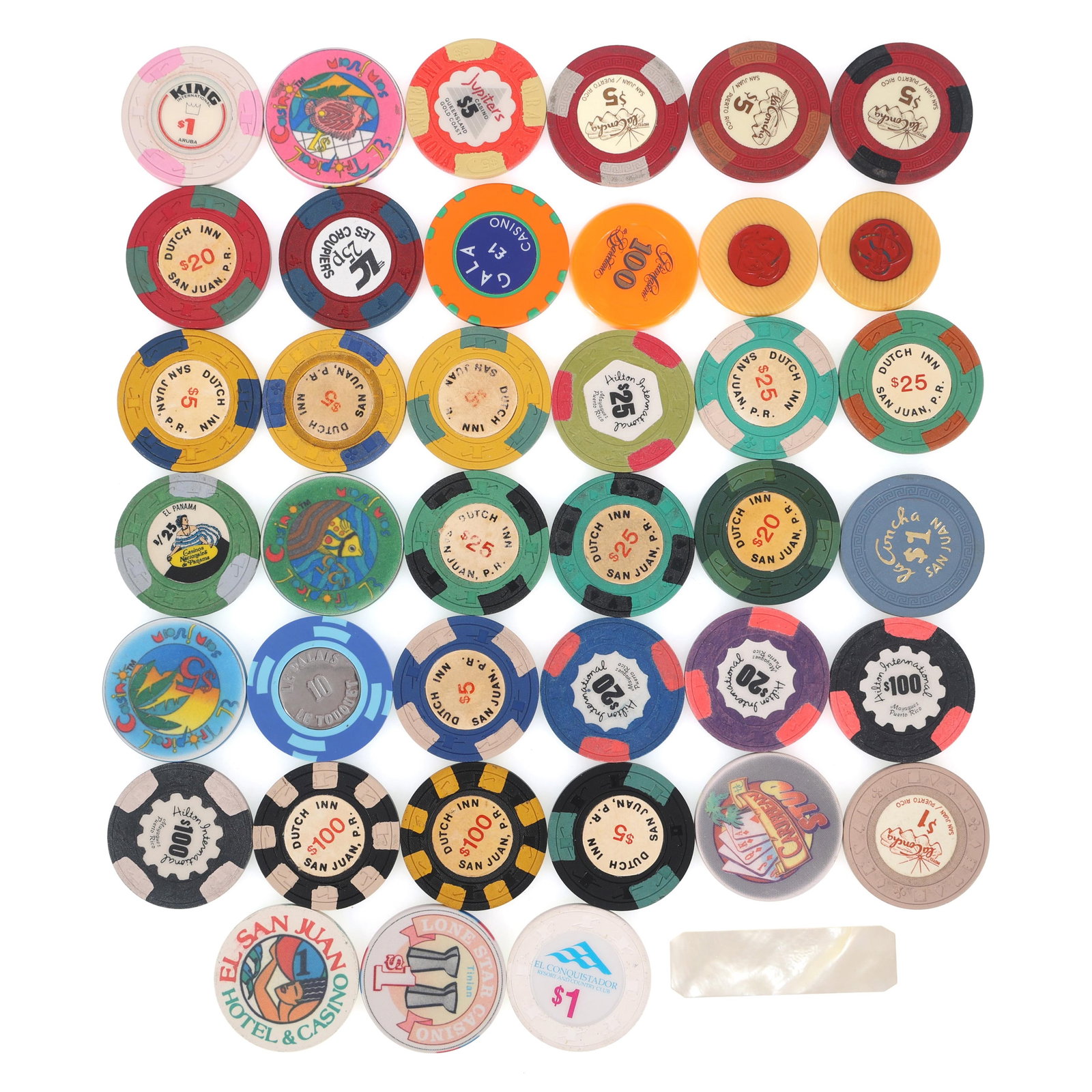 INTERNATIONAL CASINO CHIPS: INTERNATIONAL CASINO CHIPS International casino chips: $1 (2) La Concha El Tropical Casino El Conquistador Lone Star Ca