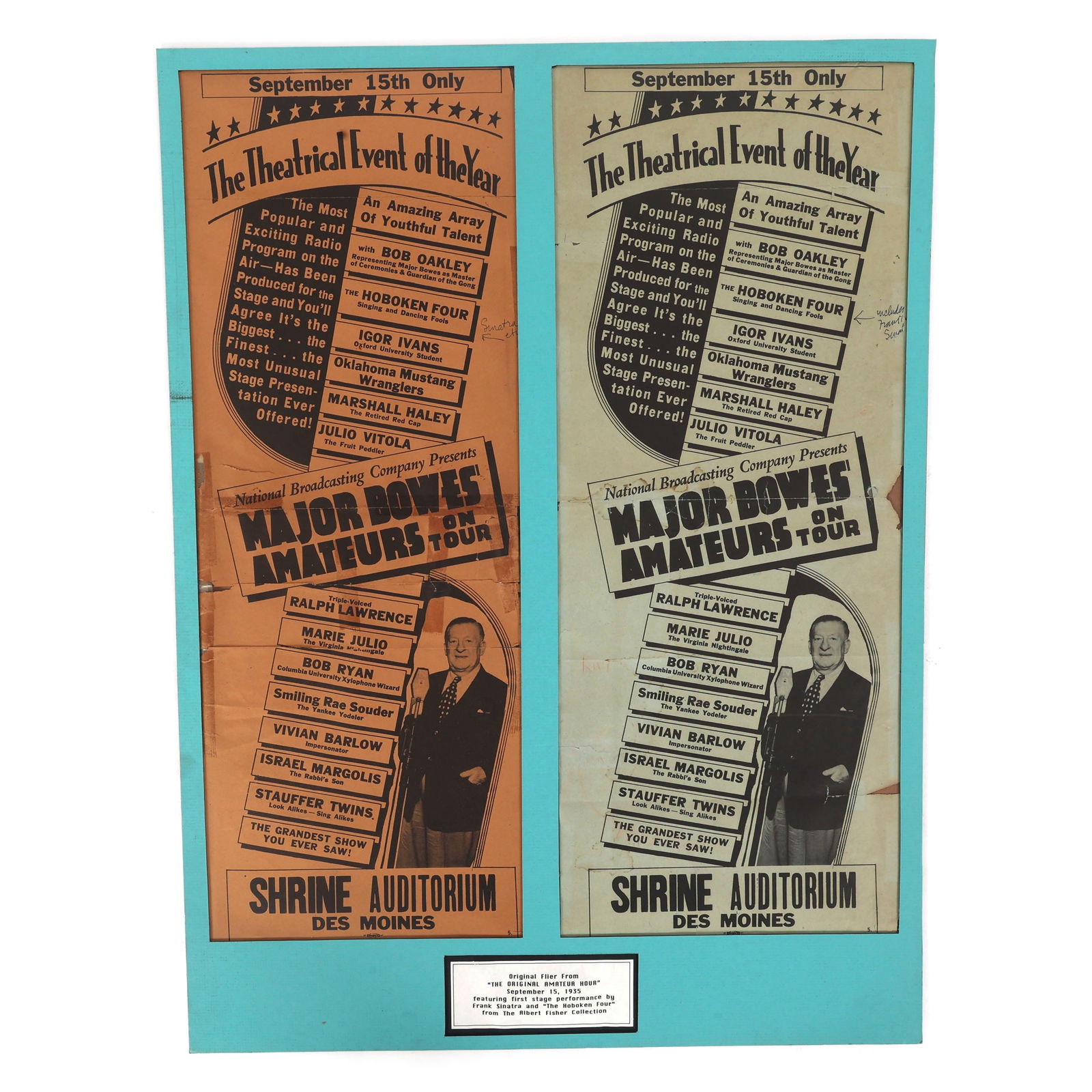 MAJOR BOWES ORIGINAL AMATEUR HOUR TOUR FLYERS (1 of 3)