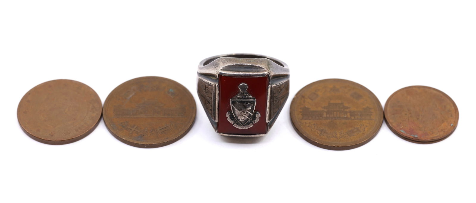STERLING SILVER ALPHA GAMMA RHO RING & CLAD WORLD COINS (1 of 12)
