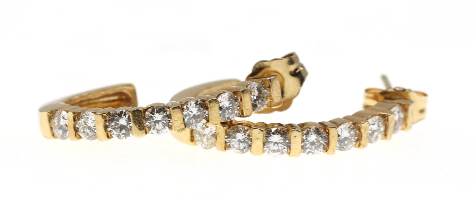 14K YELLOW GOLD .84 CTW DIAMOND EARRINGS: 14K YELLOW GOLD .84 CTW DIAMOND EARRINGS 14K Yellow gold .84ctw diamond earrings: (14) .06ct round white diamonds Weight: 3g