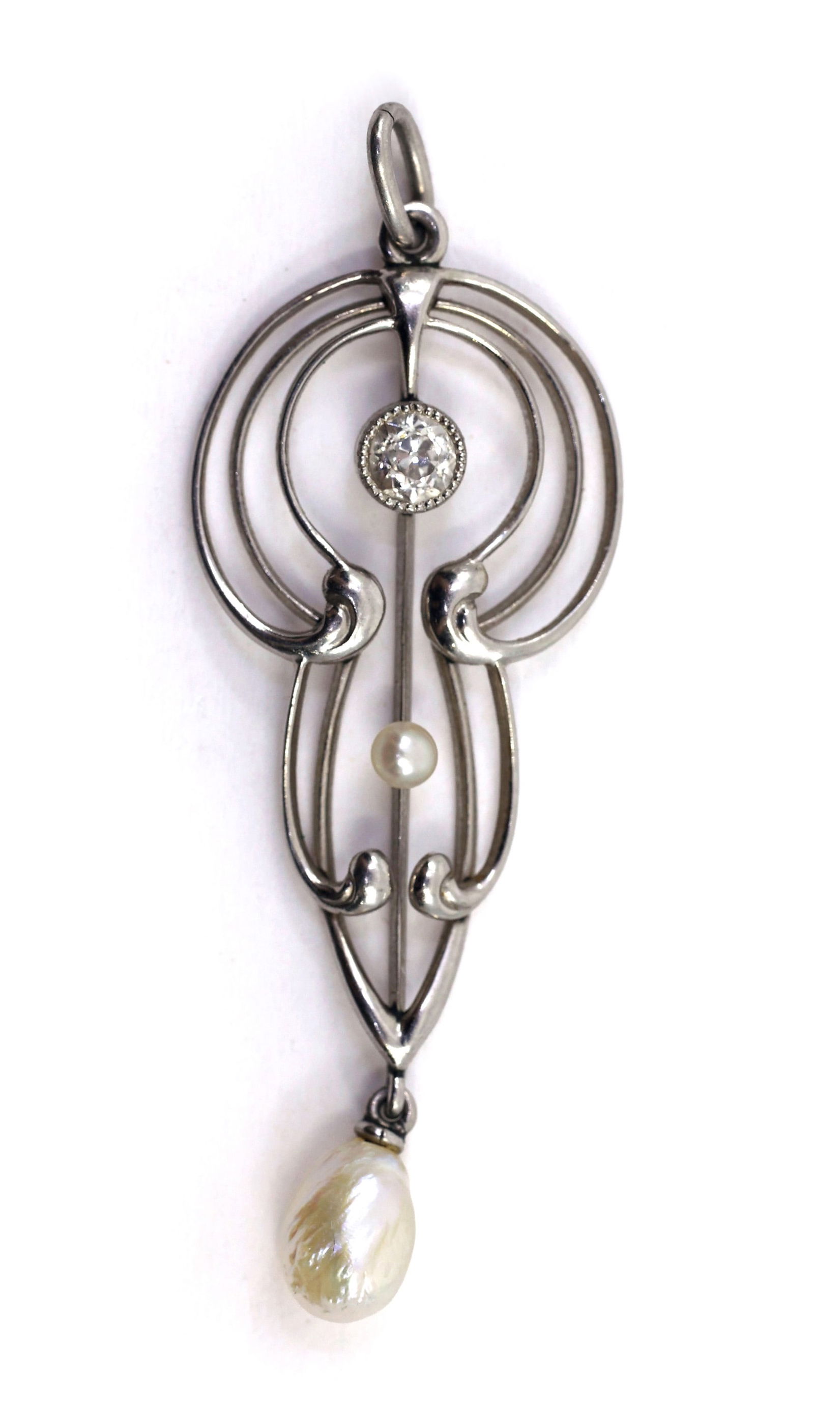 PLATINUM, DIAMOND & PEARL LAVALIER PENDANT (1 of 2)