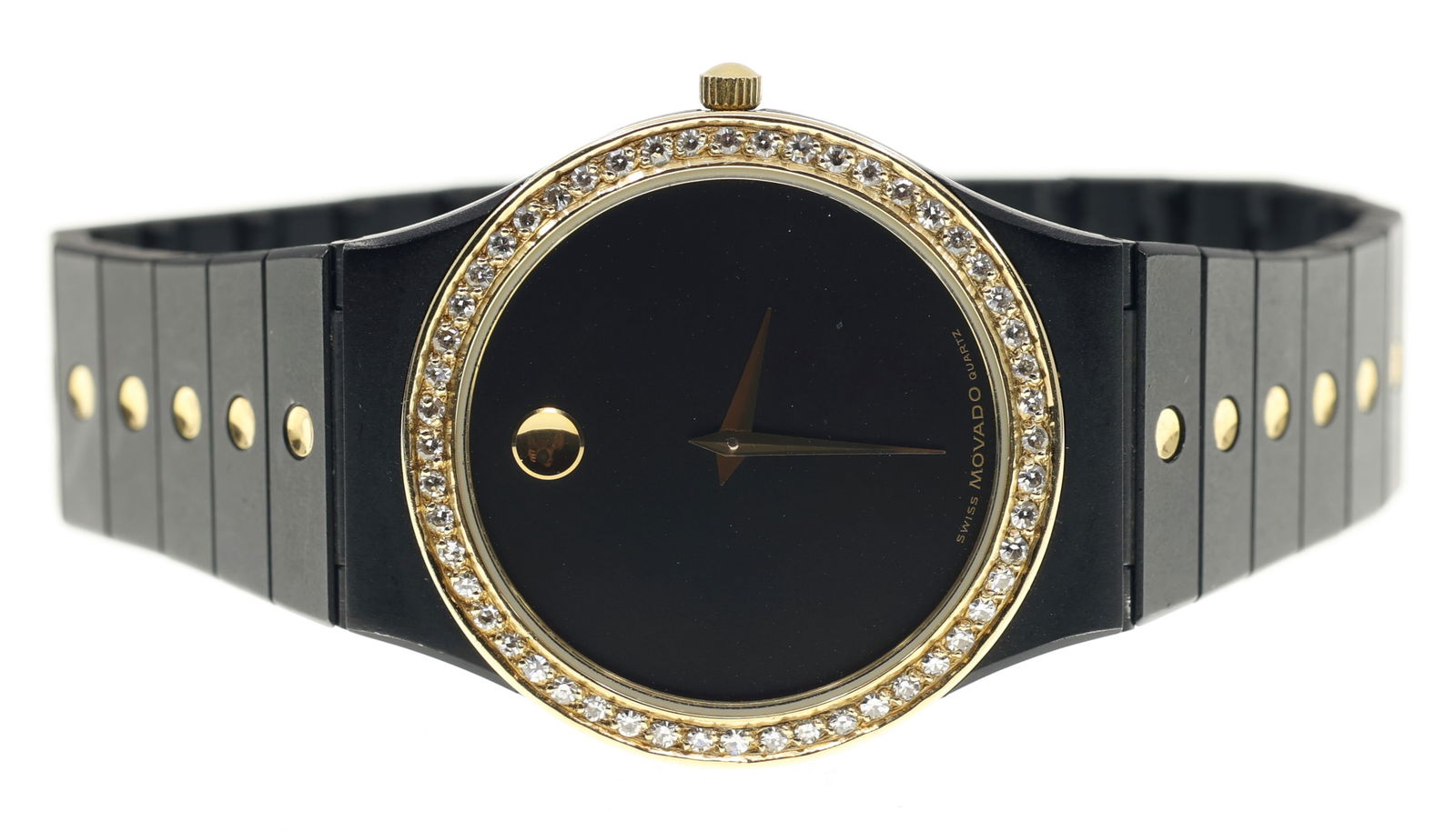 MEN'S MOVADO DIAMOND BEZEL ELECTRICAL WRIST WATCH (1 of 5)