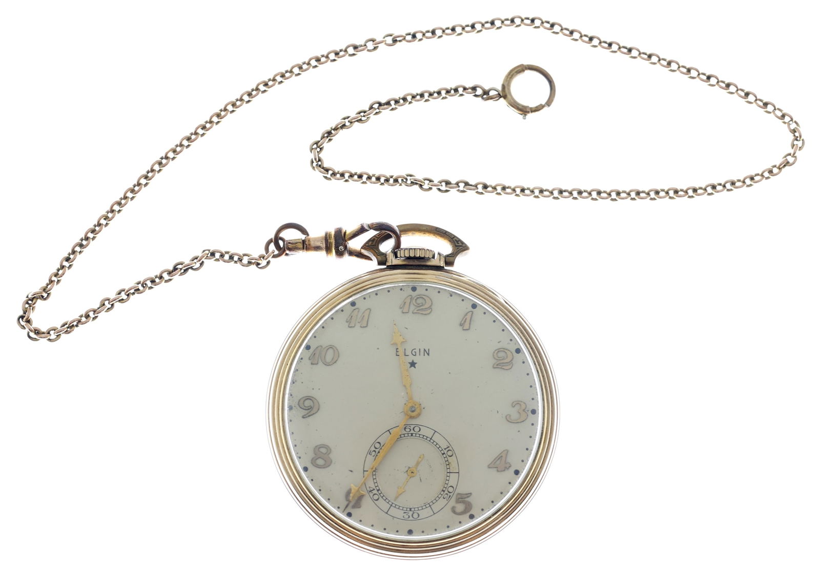 ELGIN GOLD-FILLED POCKET WATCH WITH WATCH FOB (1 of 4)