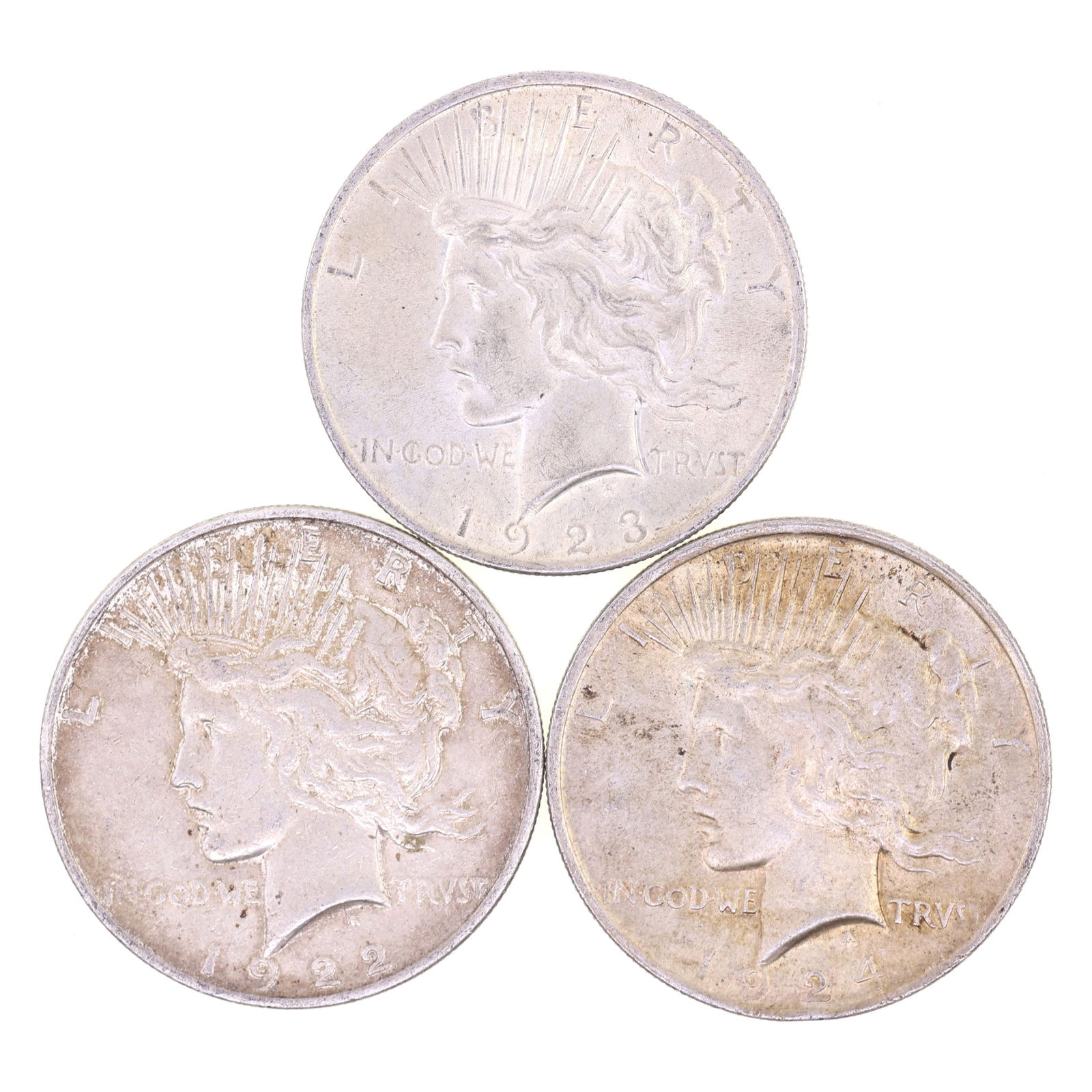 1922-1924 US SILVER PEACE DOLLARS (1 of 7)