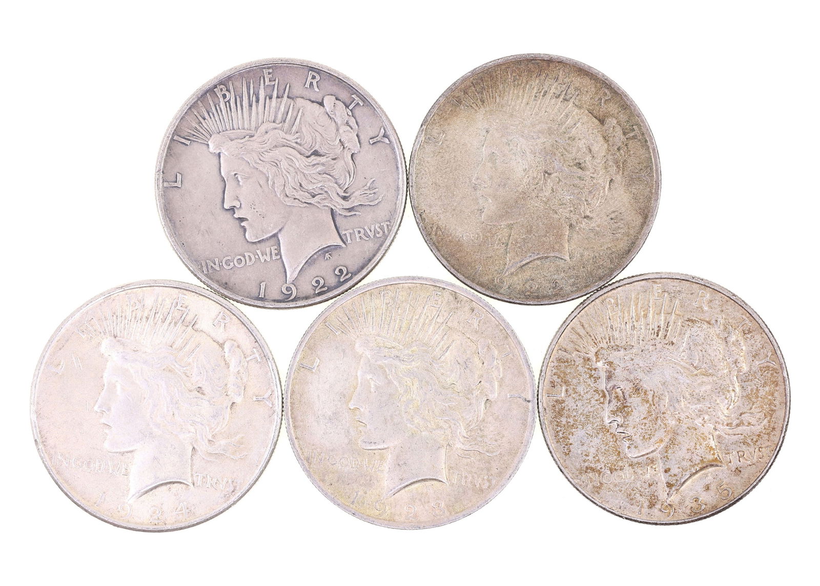 1922-25 US SILVER PHILADELPHIA MINT PEACE DOLLARS (1 of 11)
