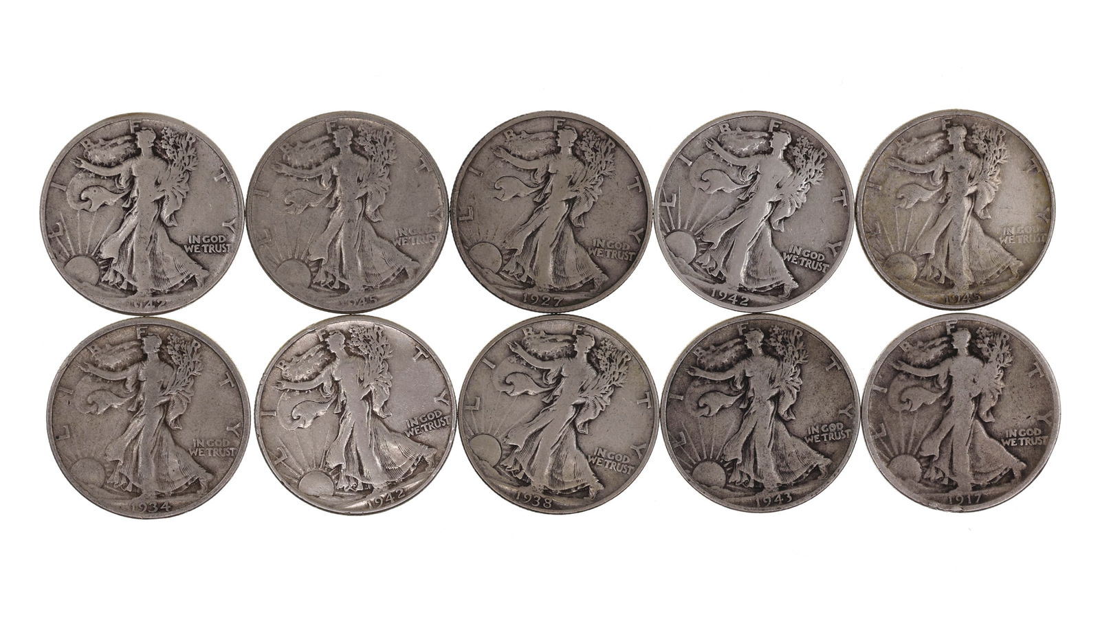 1917-1945 US WALKING LIBERTY 50C SILVER COINS (1 of 2)