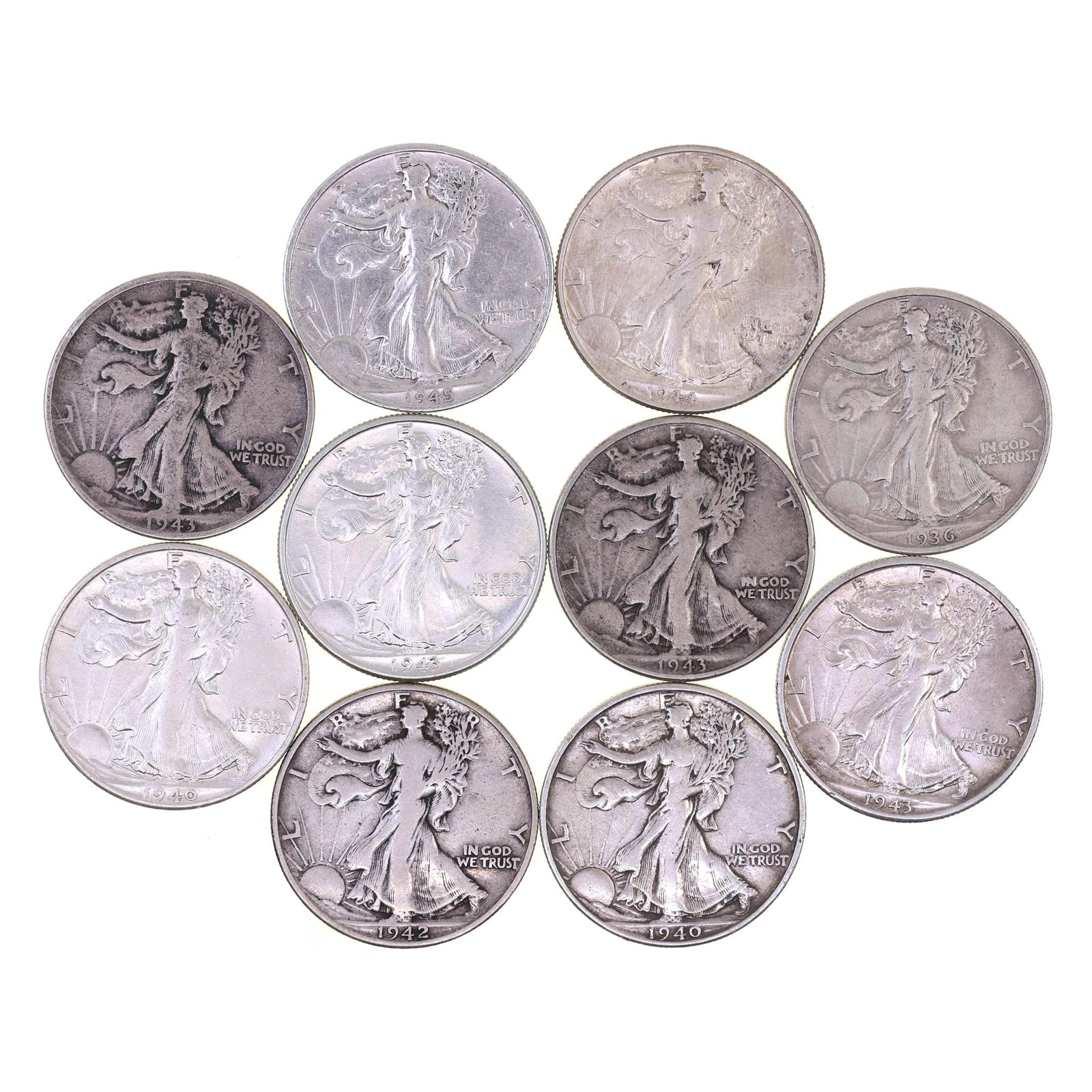US WALKING LIBERTY HALF DOLLAR SILVER COINS (1 of 2)