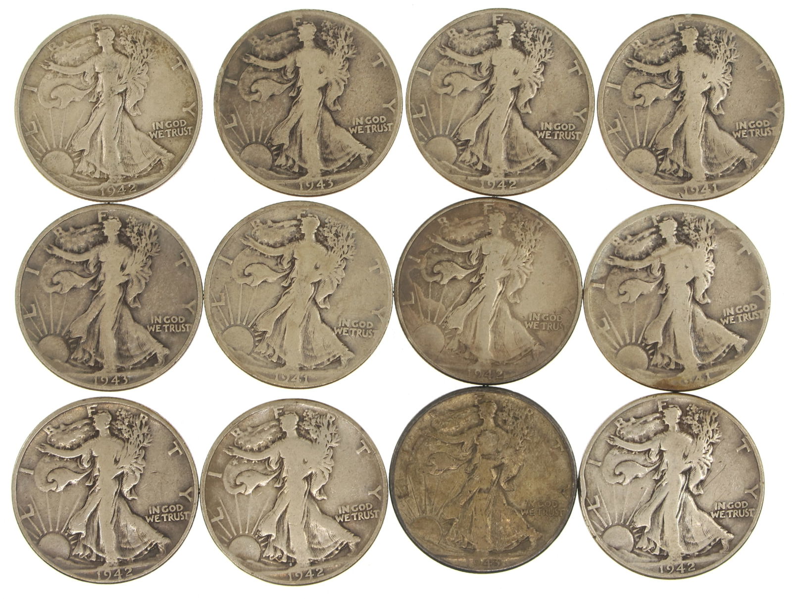 US SILVER WALKING LIBERTY HALF DOLLARS (1 of 2)