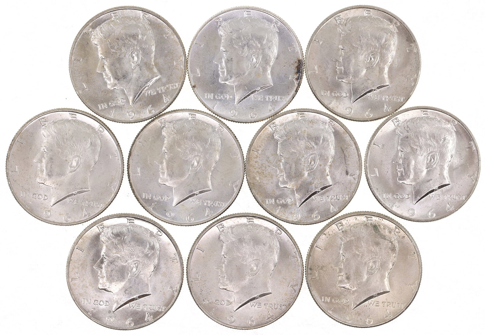 UNCIRCULATED 90% SILVER KENNEDY HALF DOLLARS - $5 FACE (1 of 2)