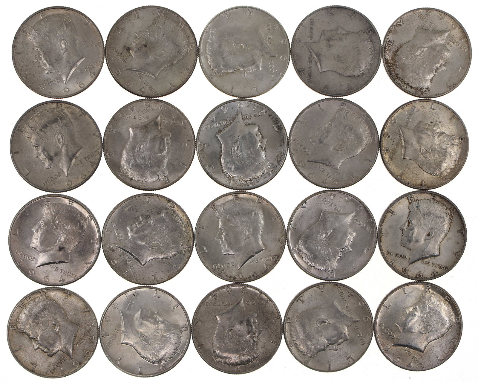 1964 US SILVER KENNEDY HALF DOLLARS $10 FACE VALUE (1 of 2)