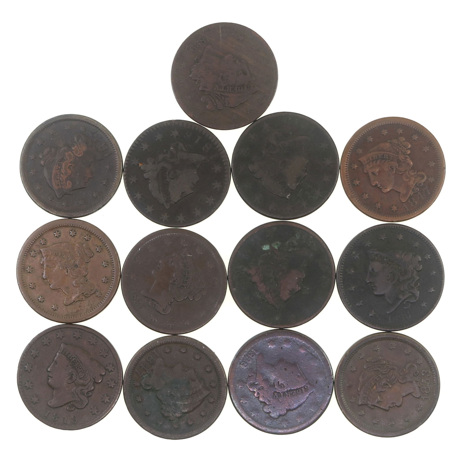 1816-1854 US BRAIDED HAIR COPPER LARGE CENTS (1 of 2)