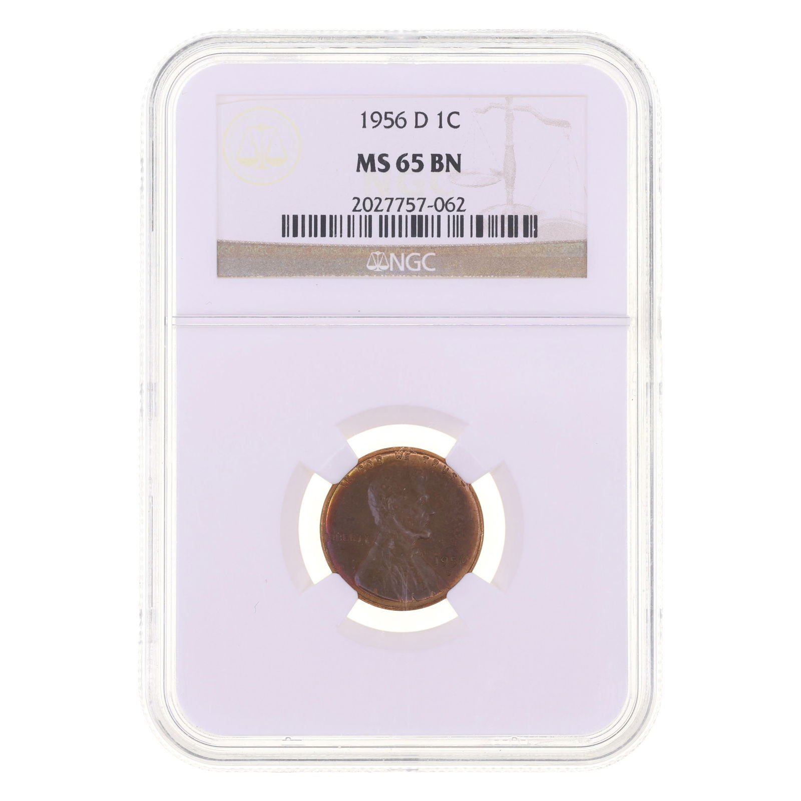1956-D US LINCOLN WHEAT PENNY 1C COIN NGC MS 65 BN (1 of 2)