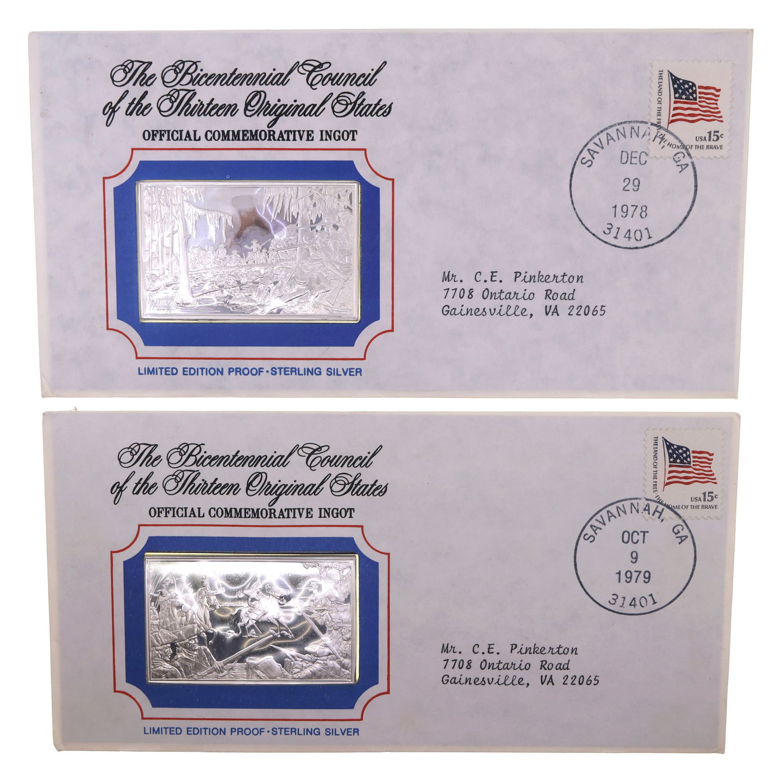 BICENTENNIAL COUNCIL COMMEM. STERLING SILVER INGOTS (1 of 5)