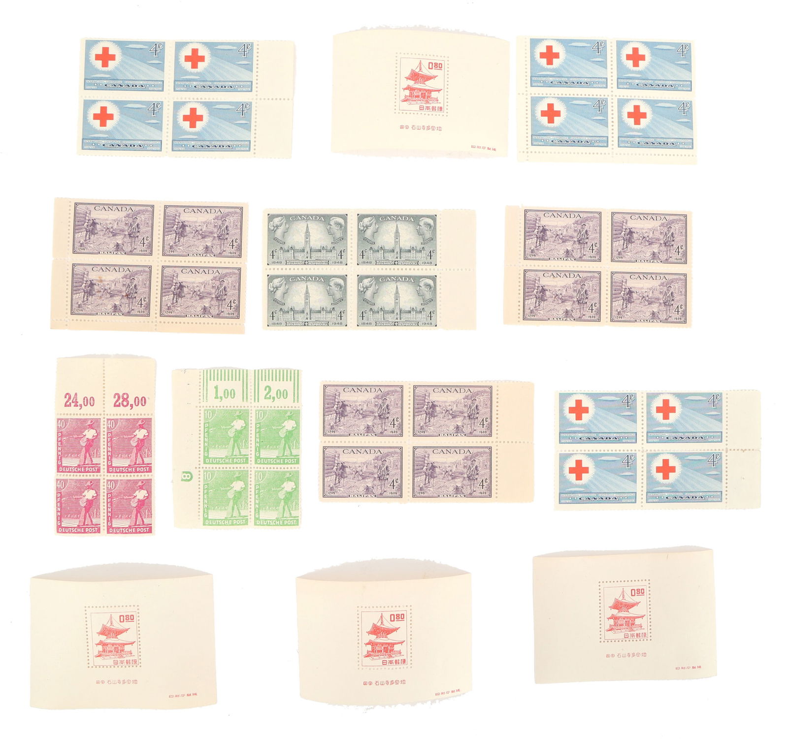 CANADIAN, GERMAN, & JAPANESE STAMPS & SOUVENIR SHEETS (1 of 3)