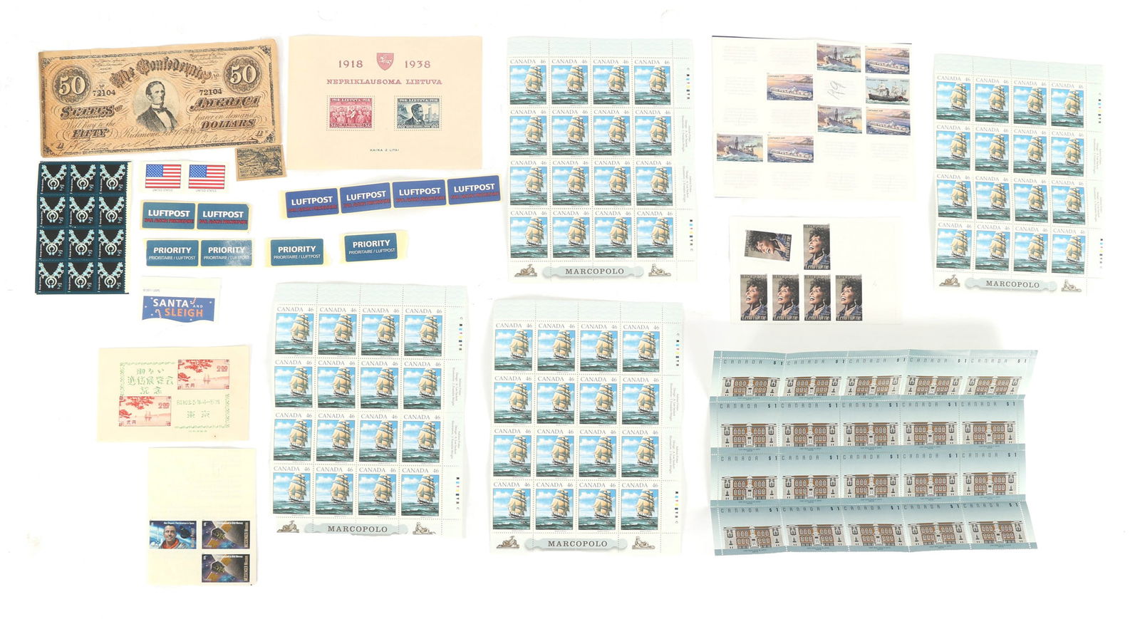 INTERNATIONAL STAMPS AND REPLICA CSA 50 DOLLAR BILL (1 of 5)