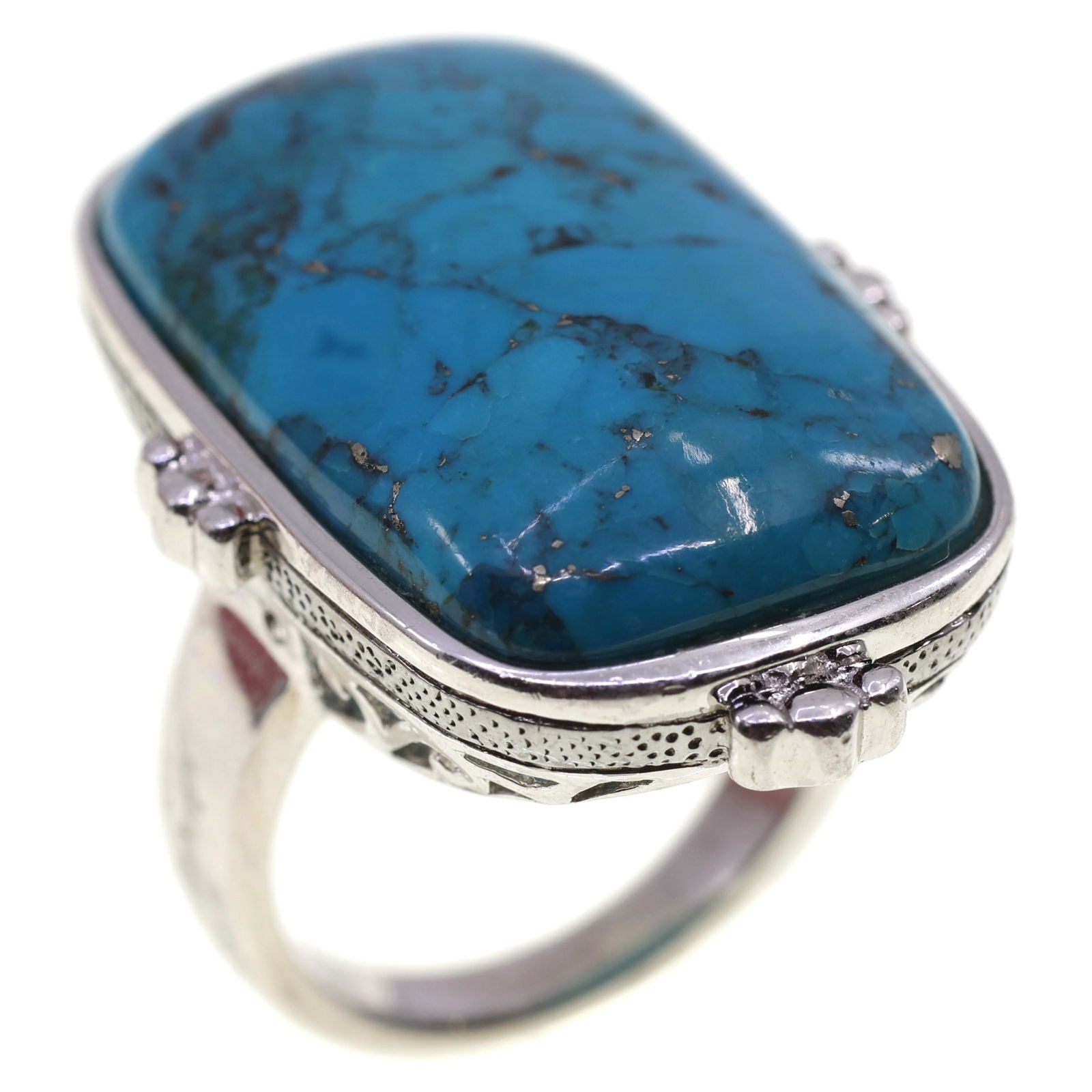 STERLING SILVER TURQUOISE FASHION RING (1 of 5)