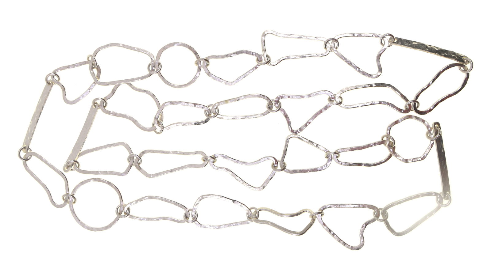 STERLING SILVER ABSTRACT HAMMER-FINISH CHAIN NECKLACE (1 of 5)