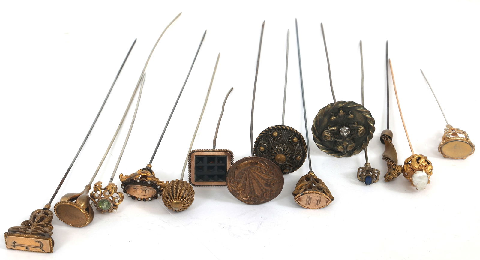 VICTORIAN HATPINS WITH GOLD-TONE HEADS (1 of 4)