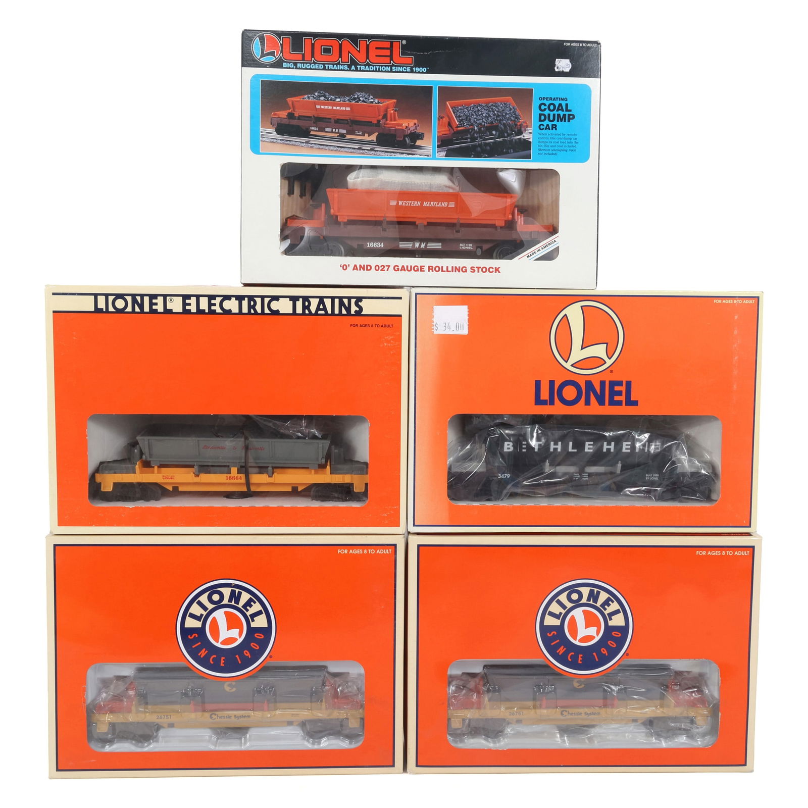 LIONEL O GAUGE TRAIN CARS - LOT OF 5 (1 of 2)