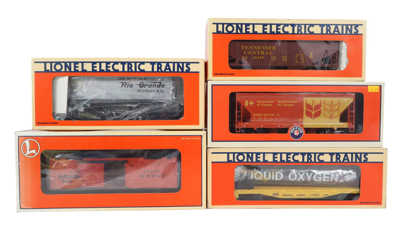 LIONEL O GAUGE TRAIN CARS - LOT OF 5 (1 of 2)