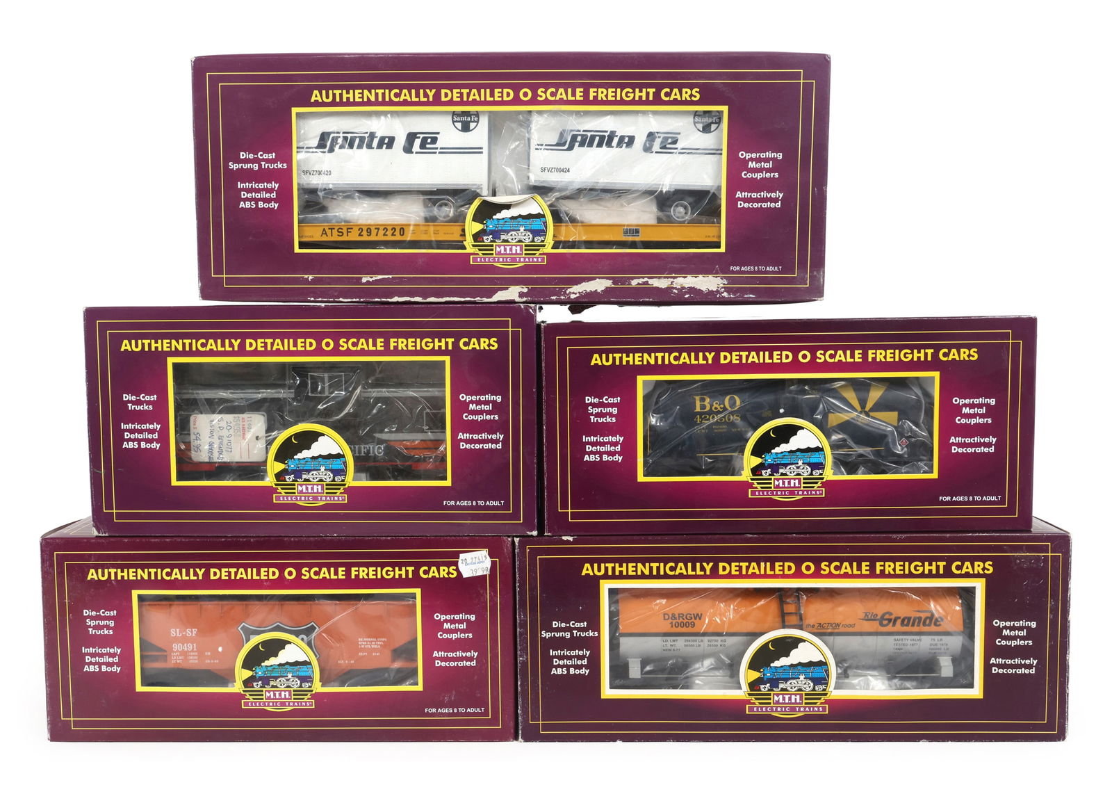 MTH O GAUGE TRAIN CARS - LOT OF 5 (1 of 2)