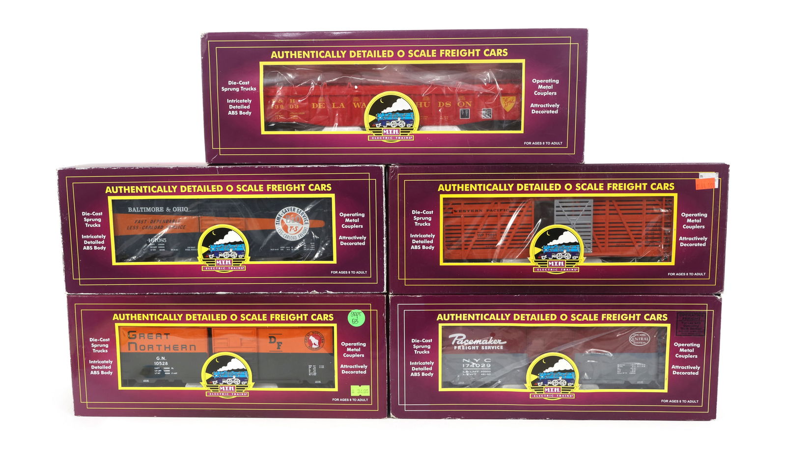 MTH O GAUGE TRAIN CARS - LOT OF 5 (1 of 2)