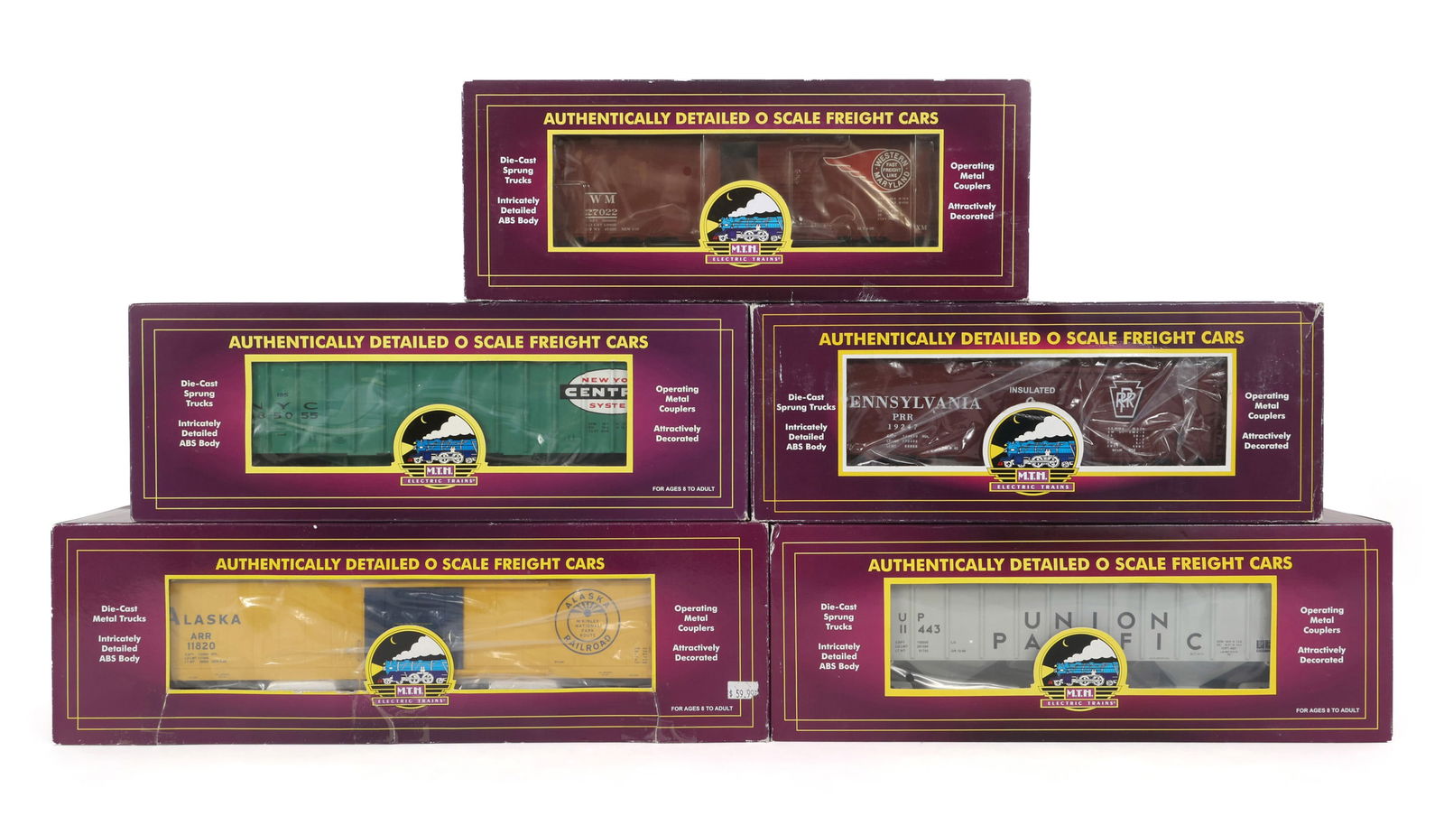 MTH O GAUGE TRAIN CARS - LOT OF 5 (1 of 2)