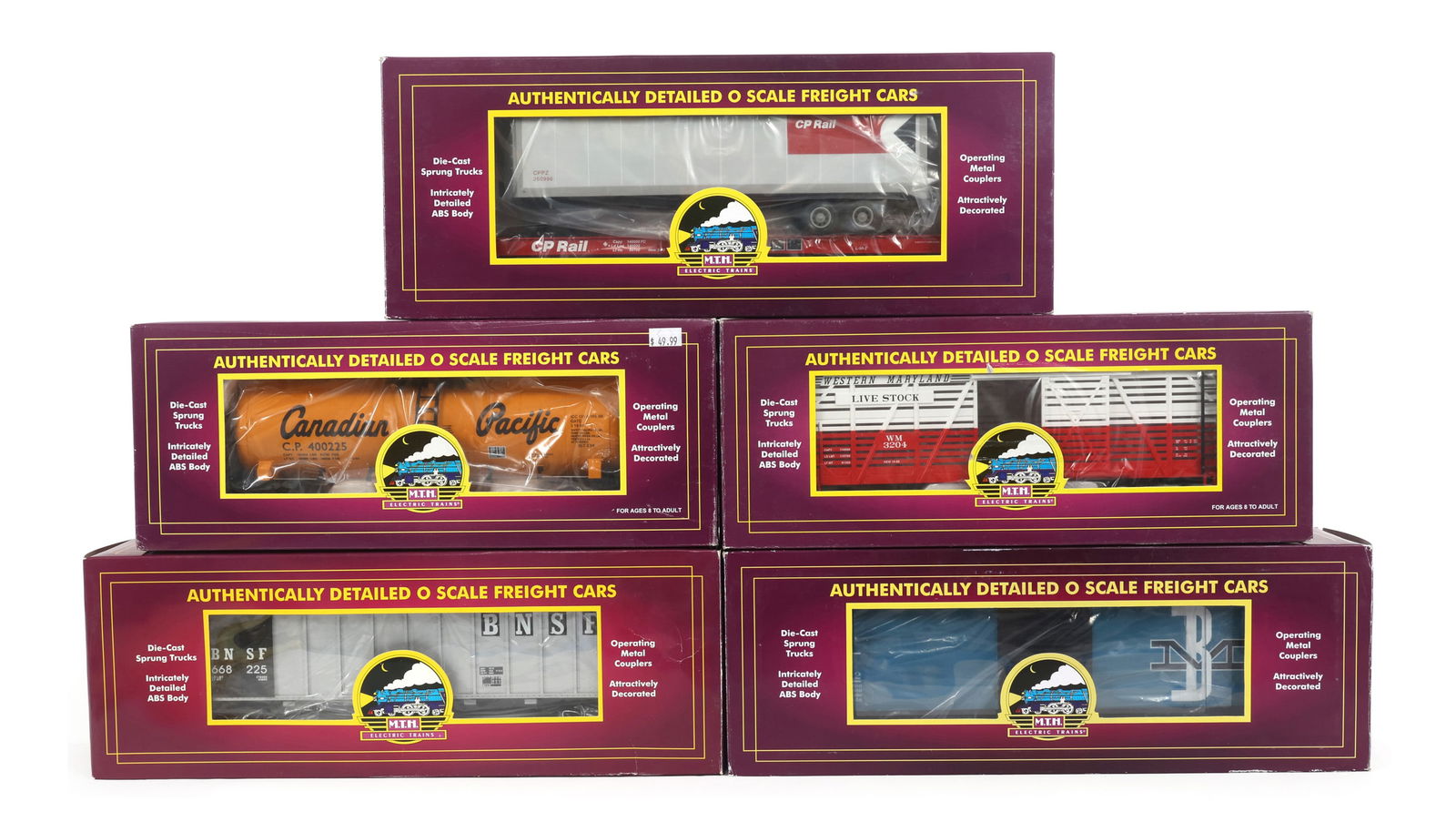 MTH O GAUGE TRAIN CARS - LOT OF 5 (1 of 2)