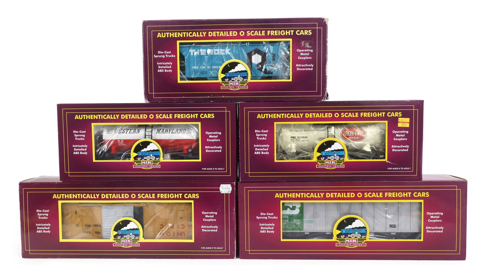 MTH O GAUGE TRAIN CARS - LOT OF 5 (1 of 2)