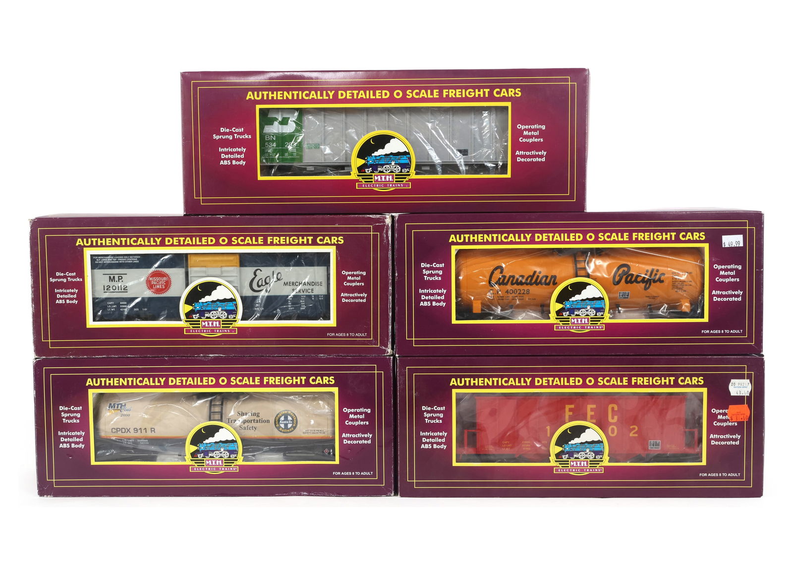 MTH O GAUGE TRAIN CARS - LOT OF 5 (1 of 2)