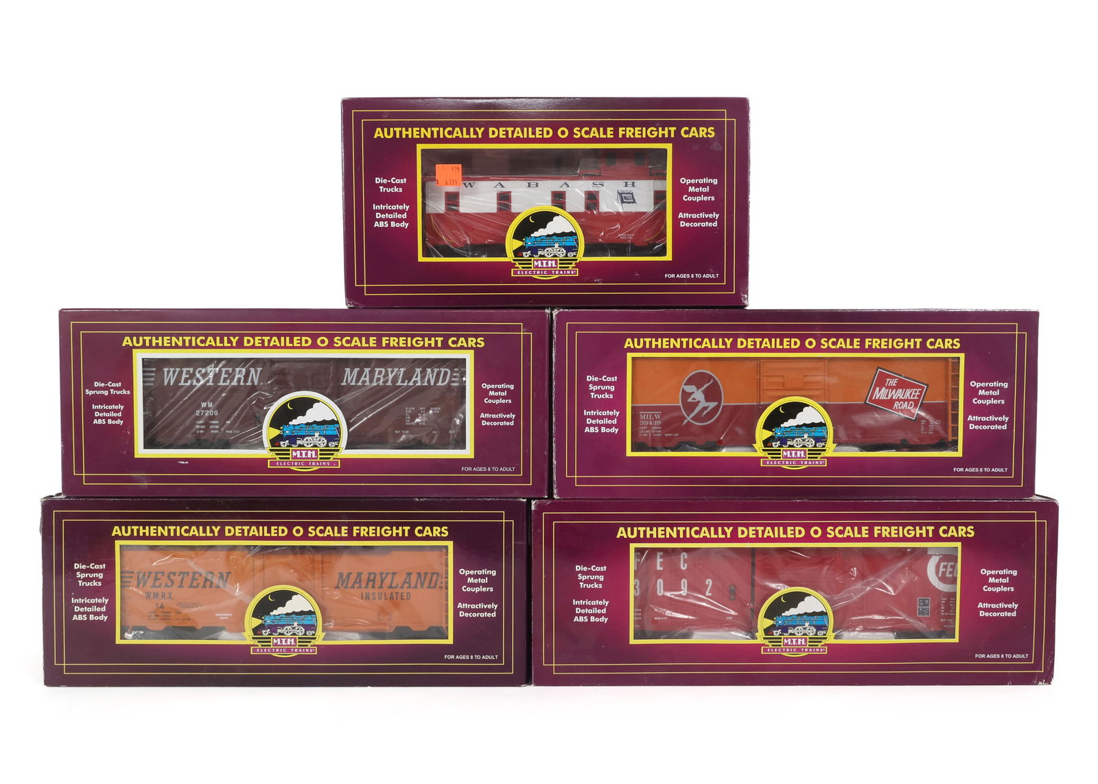 MTH O GAUGE TRAIN CARS - LOT OF 5 (1 of 2)