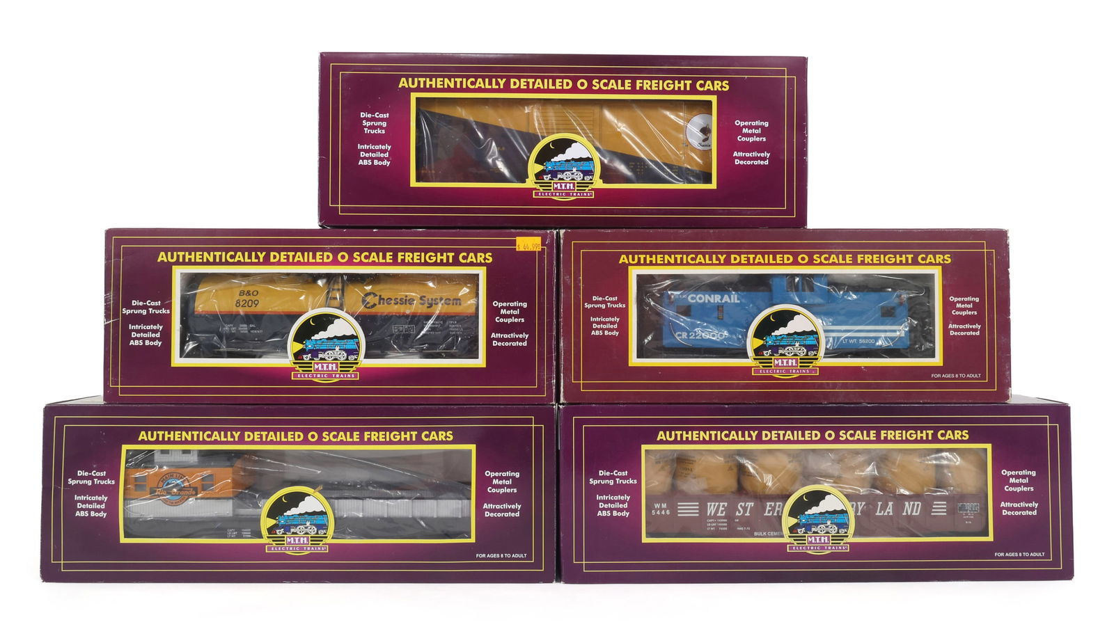 MTH O GAUGE TRAIN CARS - LOT OF 5 (1 of 2)