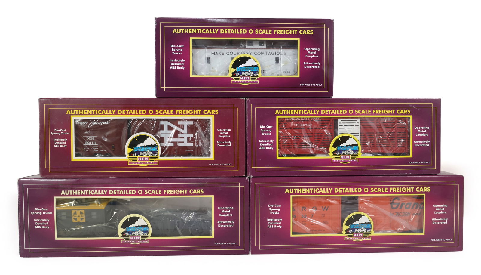 MTH O GAUGE TRAIN CARS - LOT OF 5 (1 of 2)