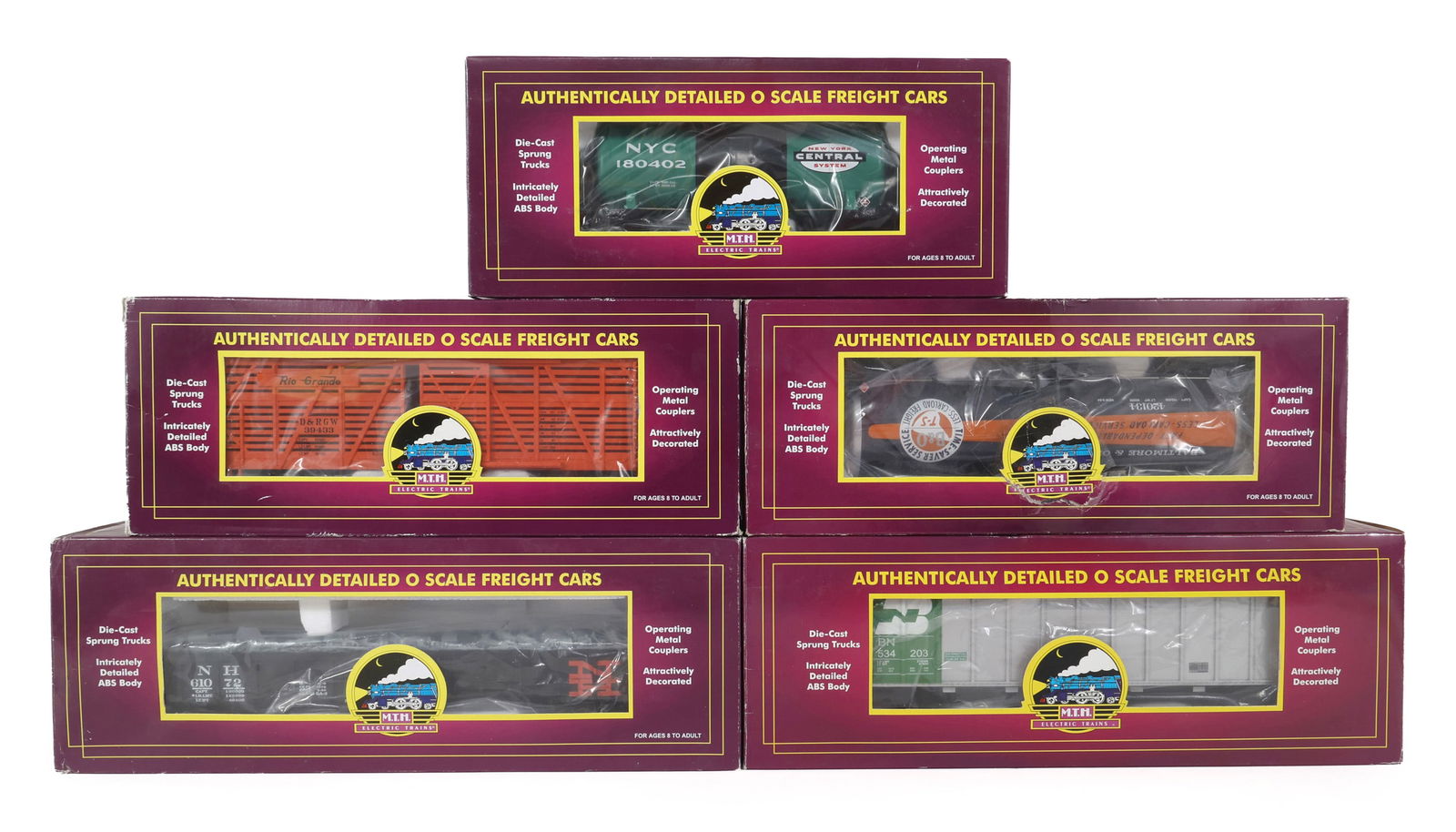 MTH O GAUGE TRAIN CARS - LOT OF 5 (1 of 2)