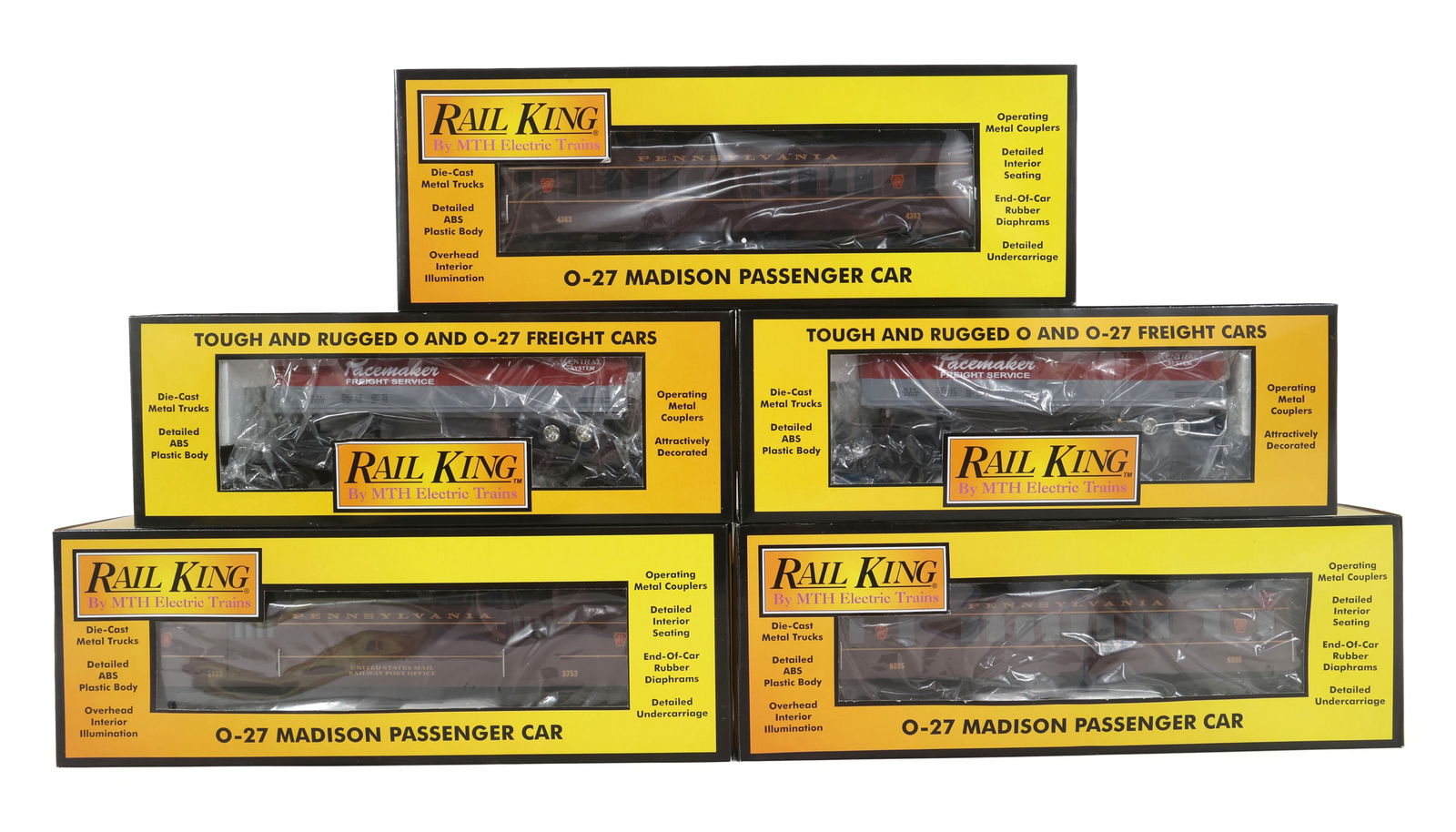 MTH RAIL KING O GAUGE TRAIN CARS - LOT OF 5 (1 of 2)